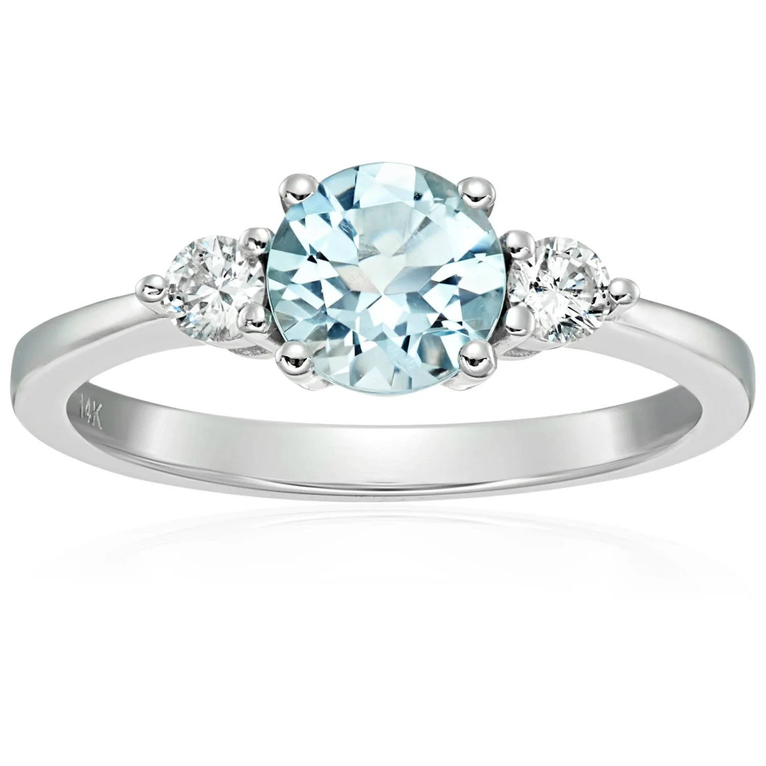 Gilded Lane 14K Gold 6.5mm Round Gem & Diamond Ring - Image 3