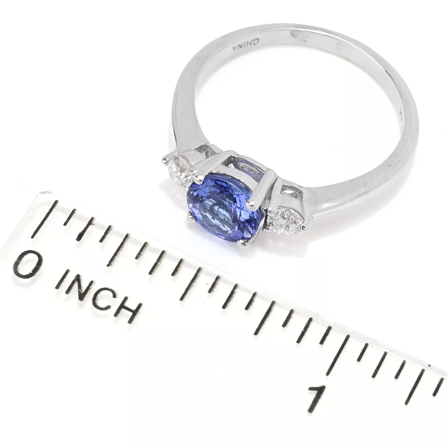 Gilded Lane 14K Gold 6.5mm Round Gem & Diamond Ring - Image 7