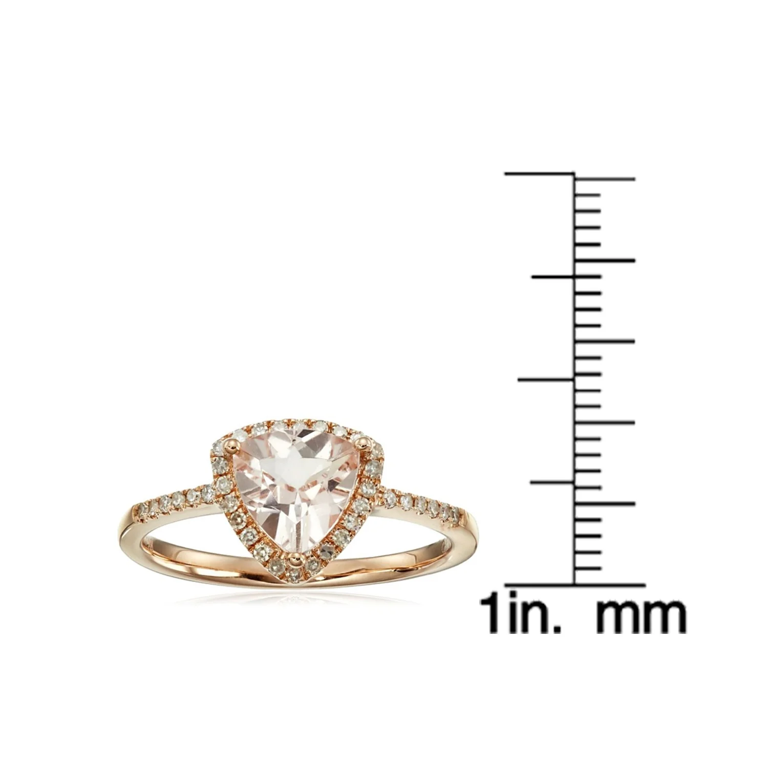 Gilded Lane 14K Gold 7mm Trillion Morganite & Diamond Ring - Image 3