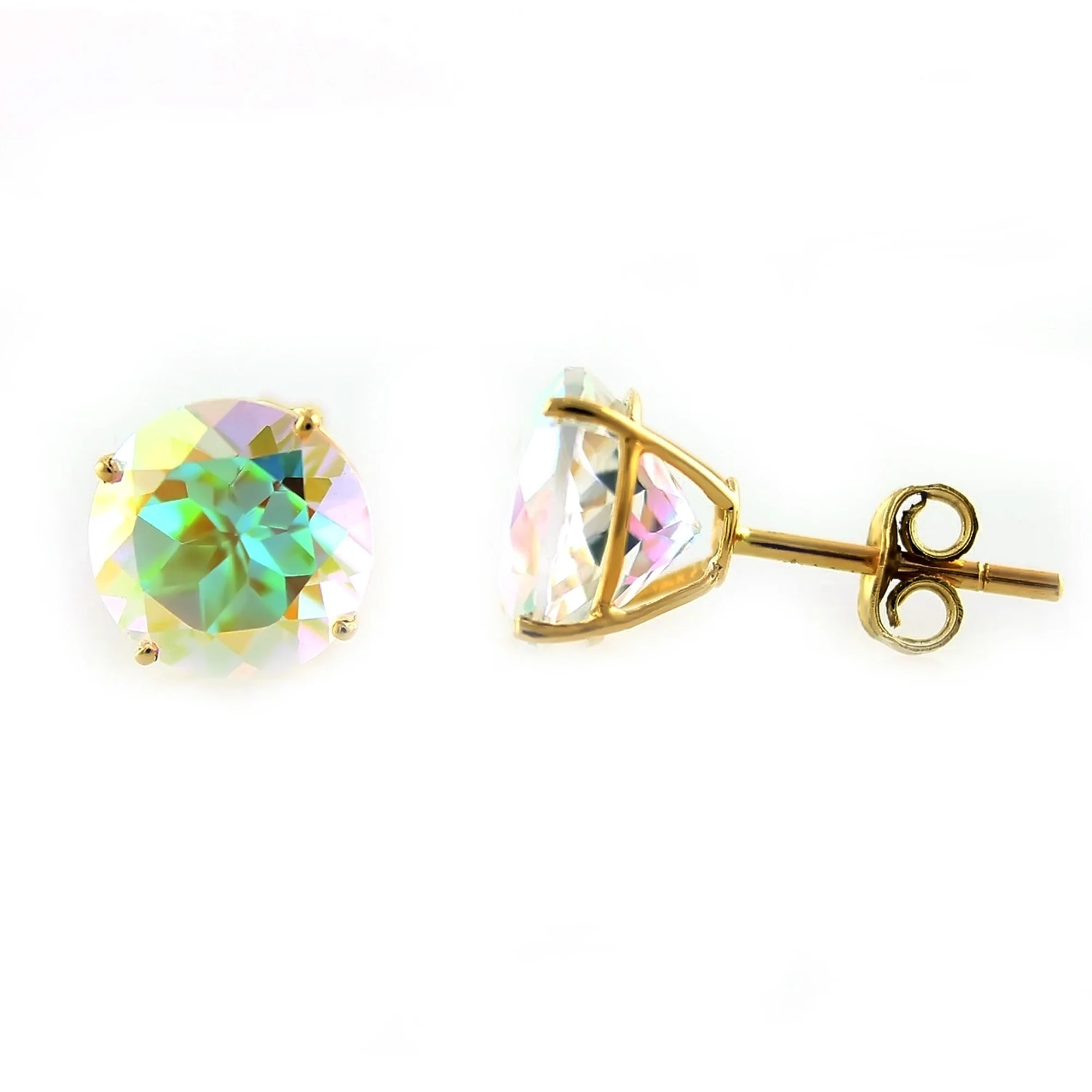 Gilded Lane 14K Gold 8mm Round Gemstone Stud Earrings - Image 2