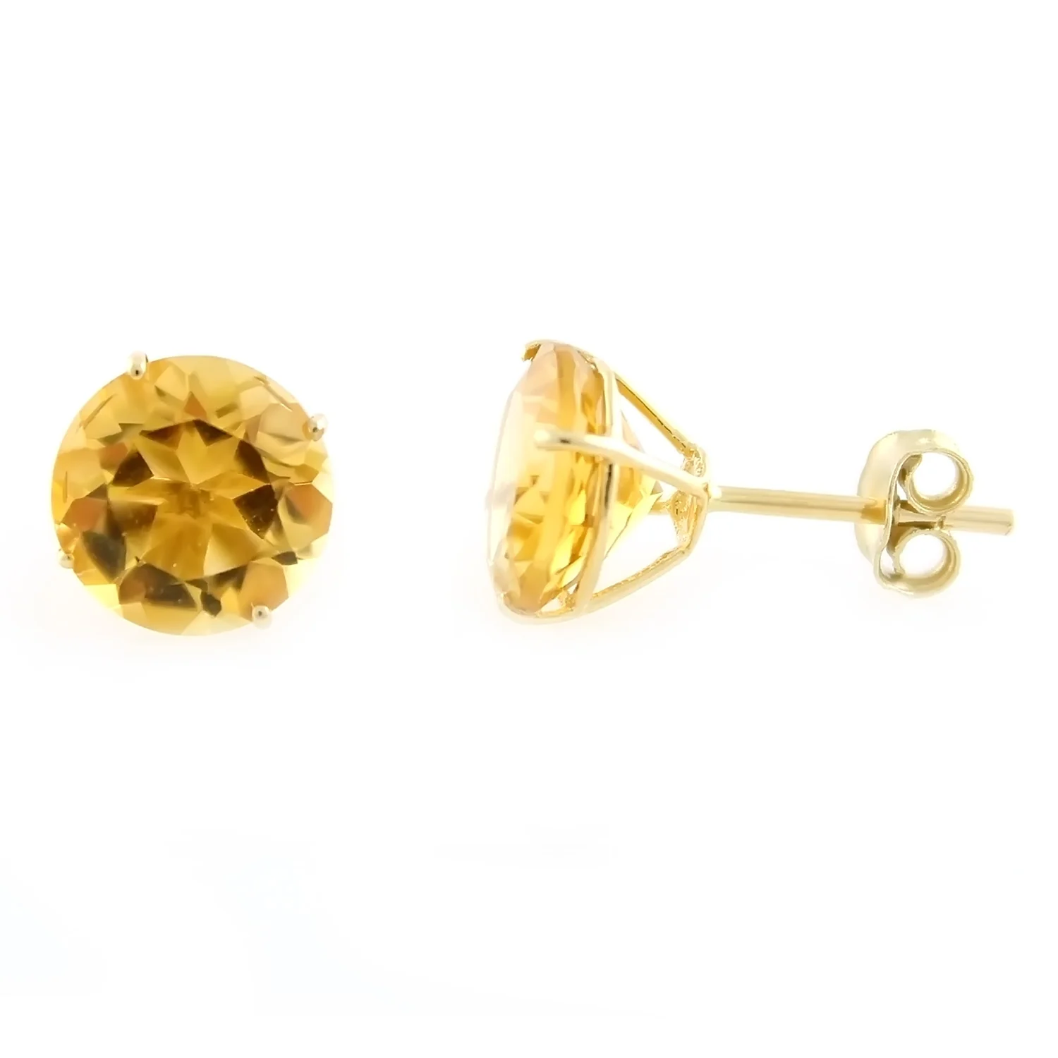 Gilded Lane 14K Gold 8mm Round Gemstone Stud Earrings - Image 3