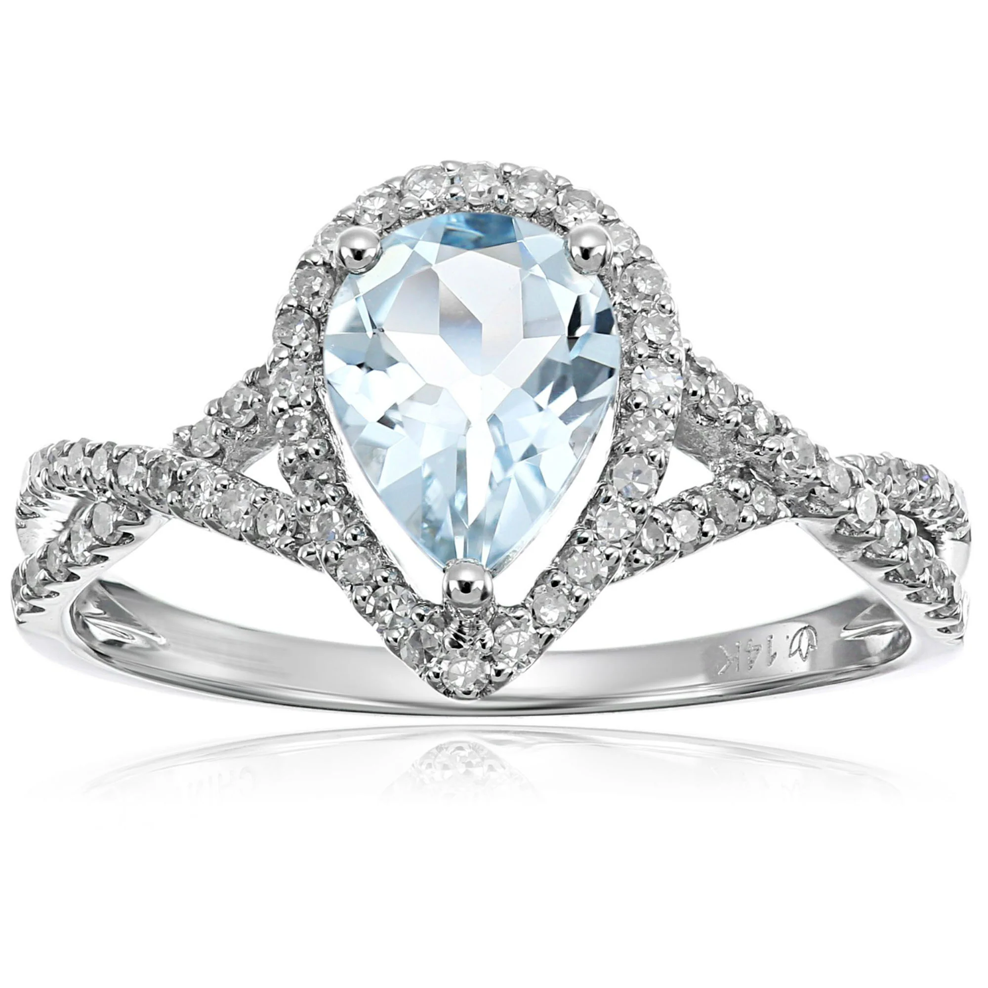 Gilded Lane 14K Gold 8x6mm Pear-Shaped Gem & Diamond Ring - Image 3