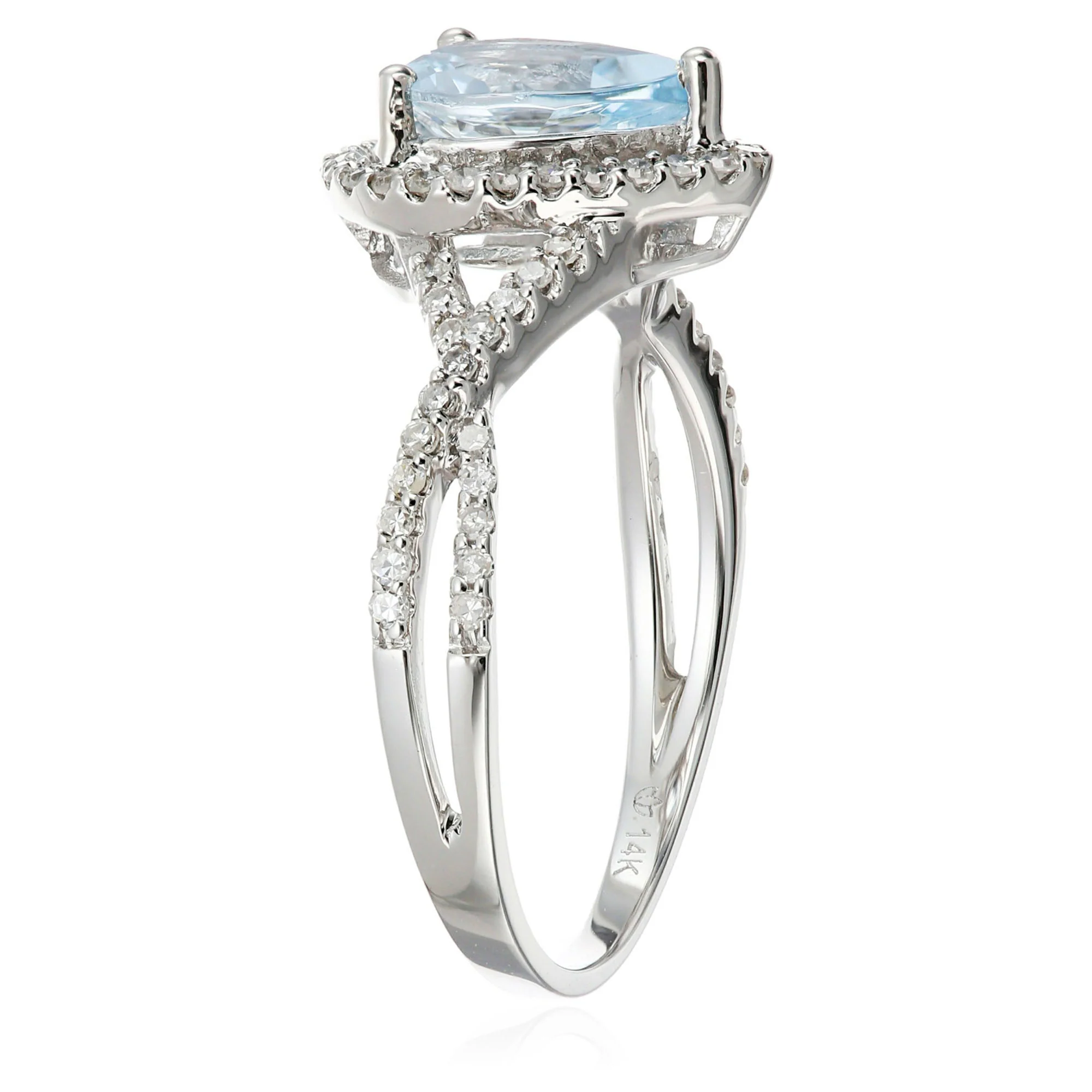 Gilded Lane 14K Gold 8x6mm Pear-Shaped Gem & Diamond Ring - Image 4