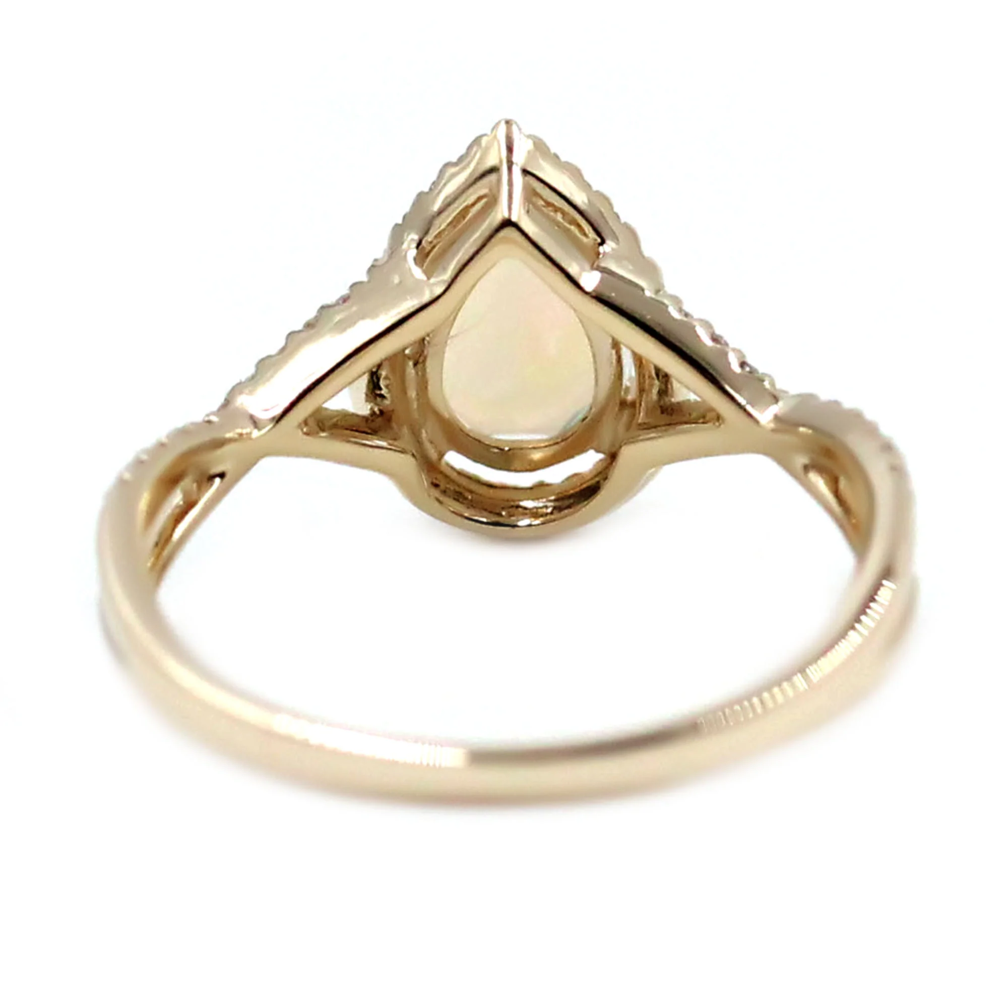 Gilded Lane 14K Gold 8x6mm Pear-Shaped Gem & Diamond Ring - Image 6