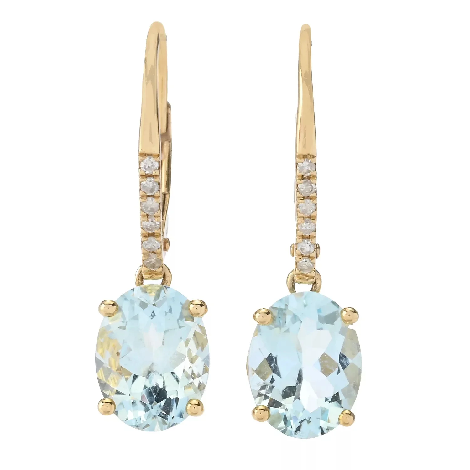 Gilded Lane 14K Gold 9x7mm Oval Gemstone & Diamond Charm Earrings - Image 3