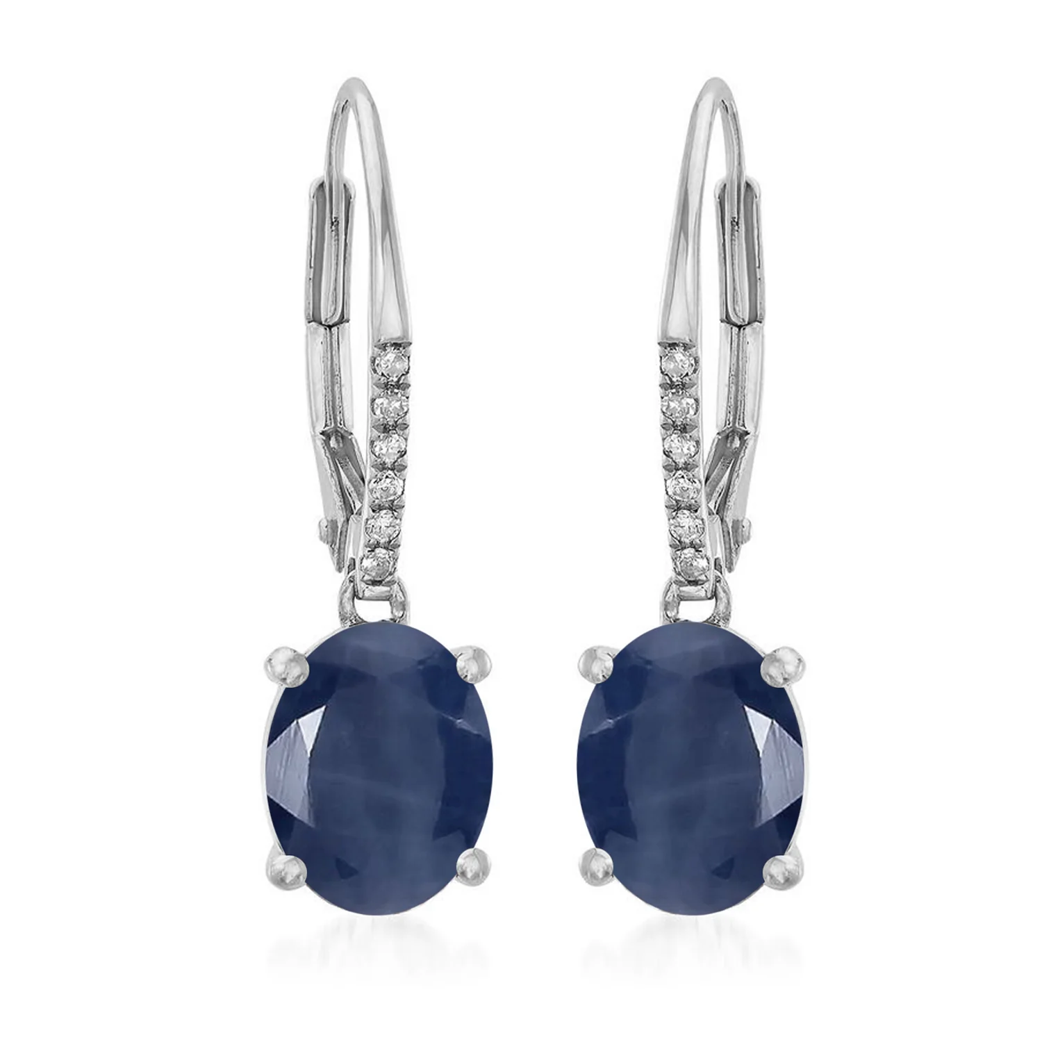 Gilded Lane 14K Gold 9x7mm Oval Gemstone & Diamond Charm Earrings - Image 4