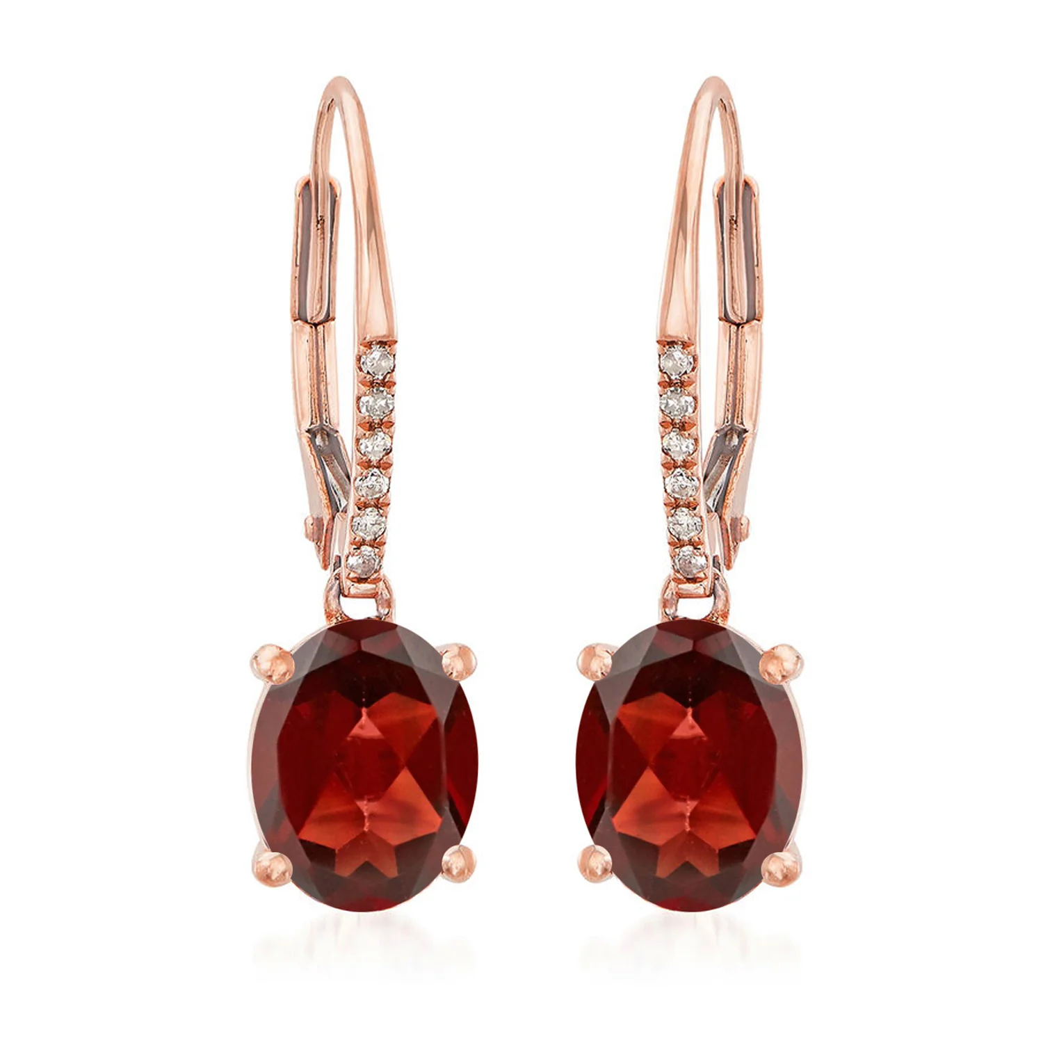 Gilded Lane 14K Gold 9x7mm Oval Gemstone & Diamond Charm Earrings - Image 5