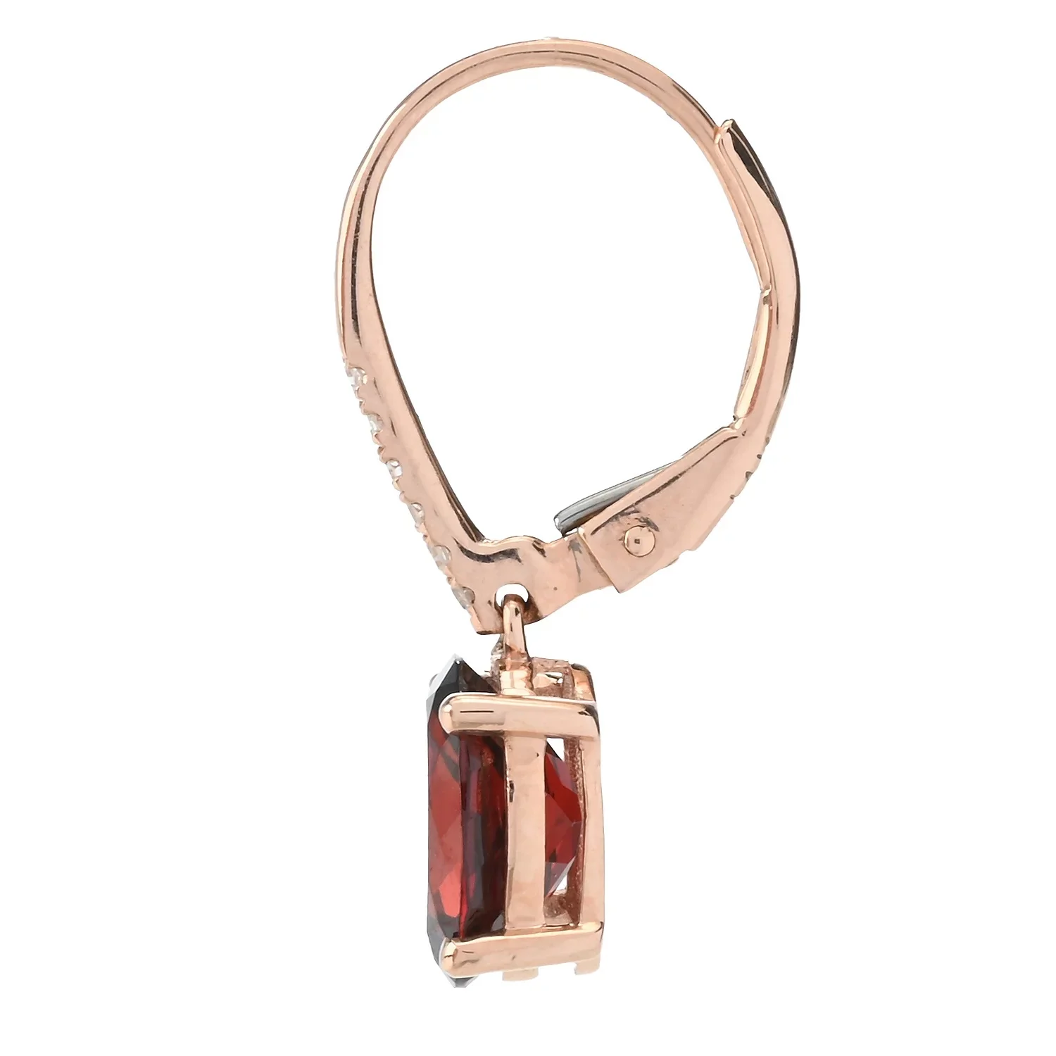 Gilded Lane 14K Gold 9x7mm Oval Gemstone & Diamond Charm Earrings - Image 6