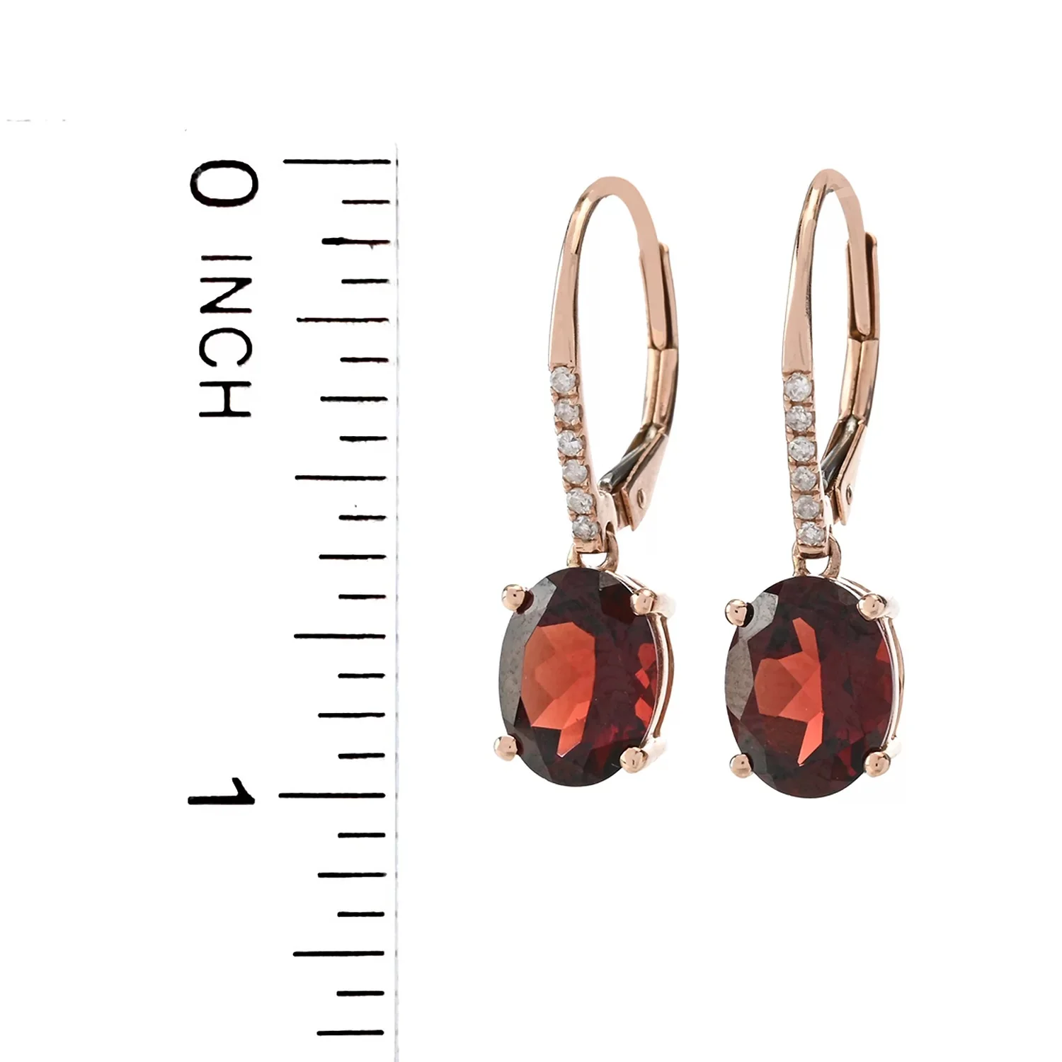 Gilded Lane 14K Gold 9x7mm Oval Gemstone & Diamond Charm Earrings - Image 7