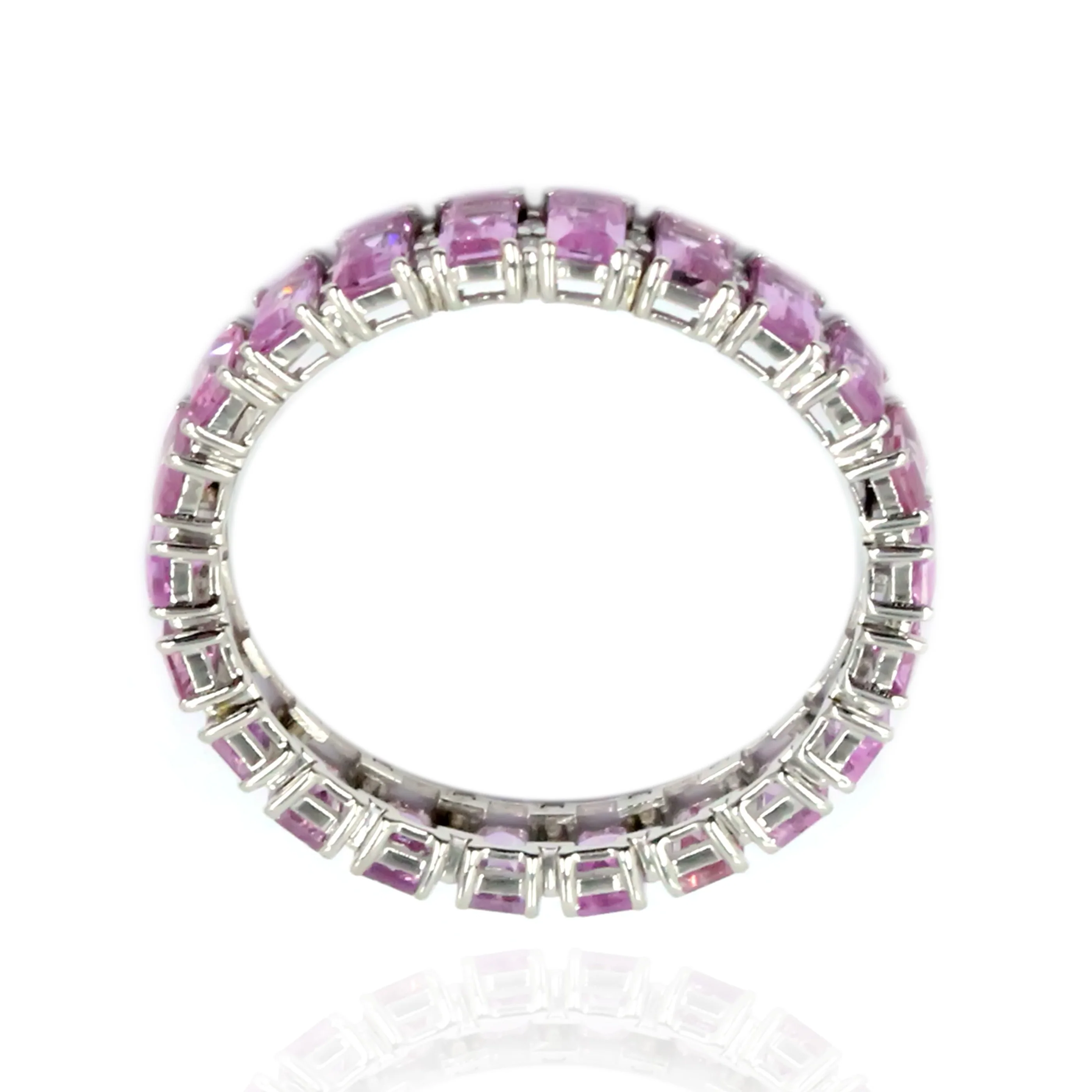 Gilded Lane 14K Gold Baguette Pink Sapphire & Diamond Eternity Band Ring - Image 3