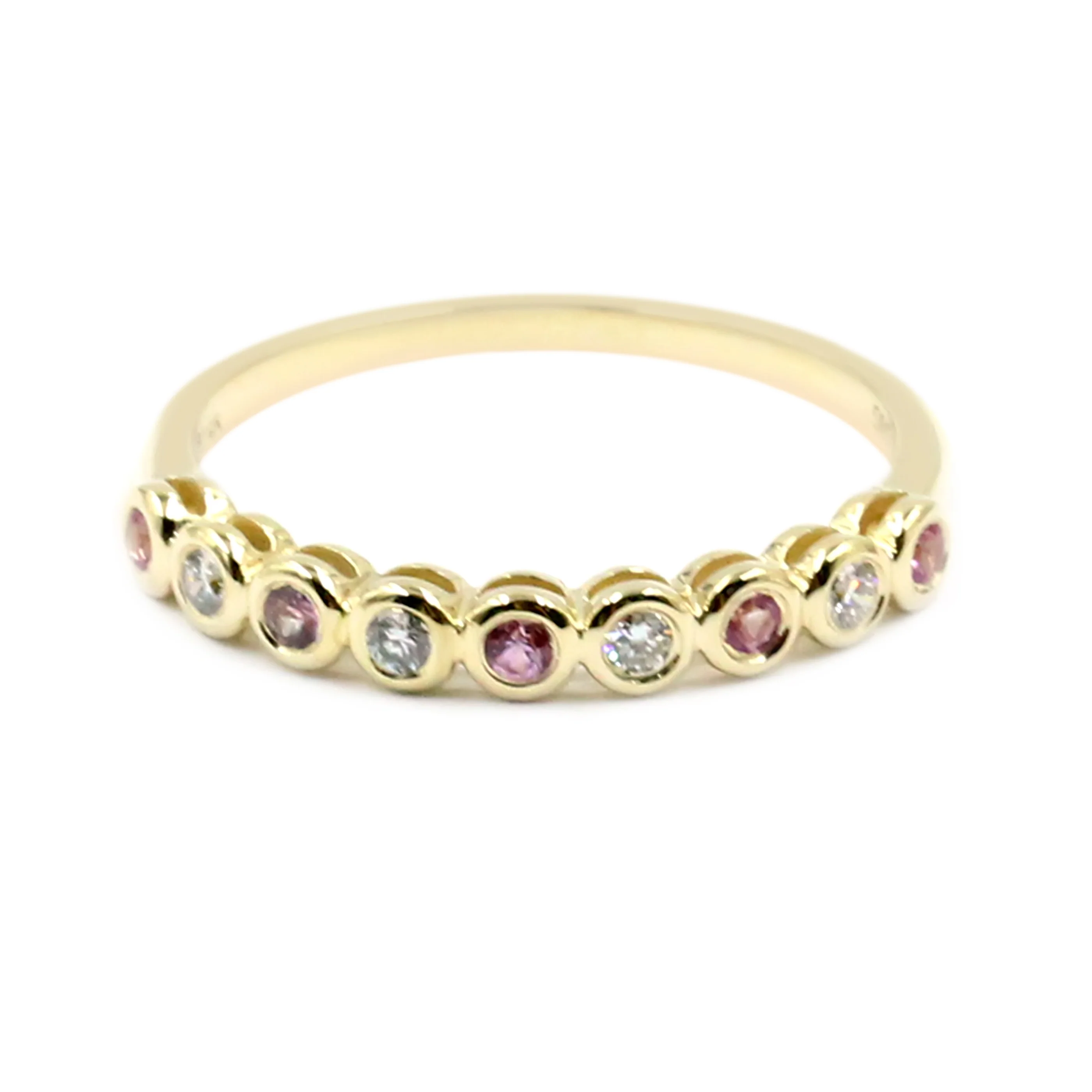 Gilded Lane 14K Gold Choice of Bezel-Set Sapphire & Diamond Stack Ring - Image 2