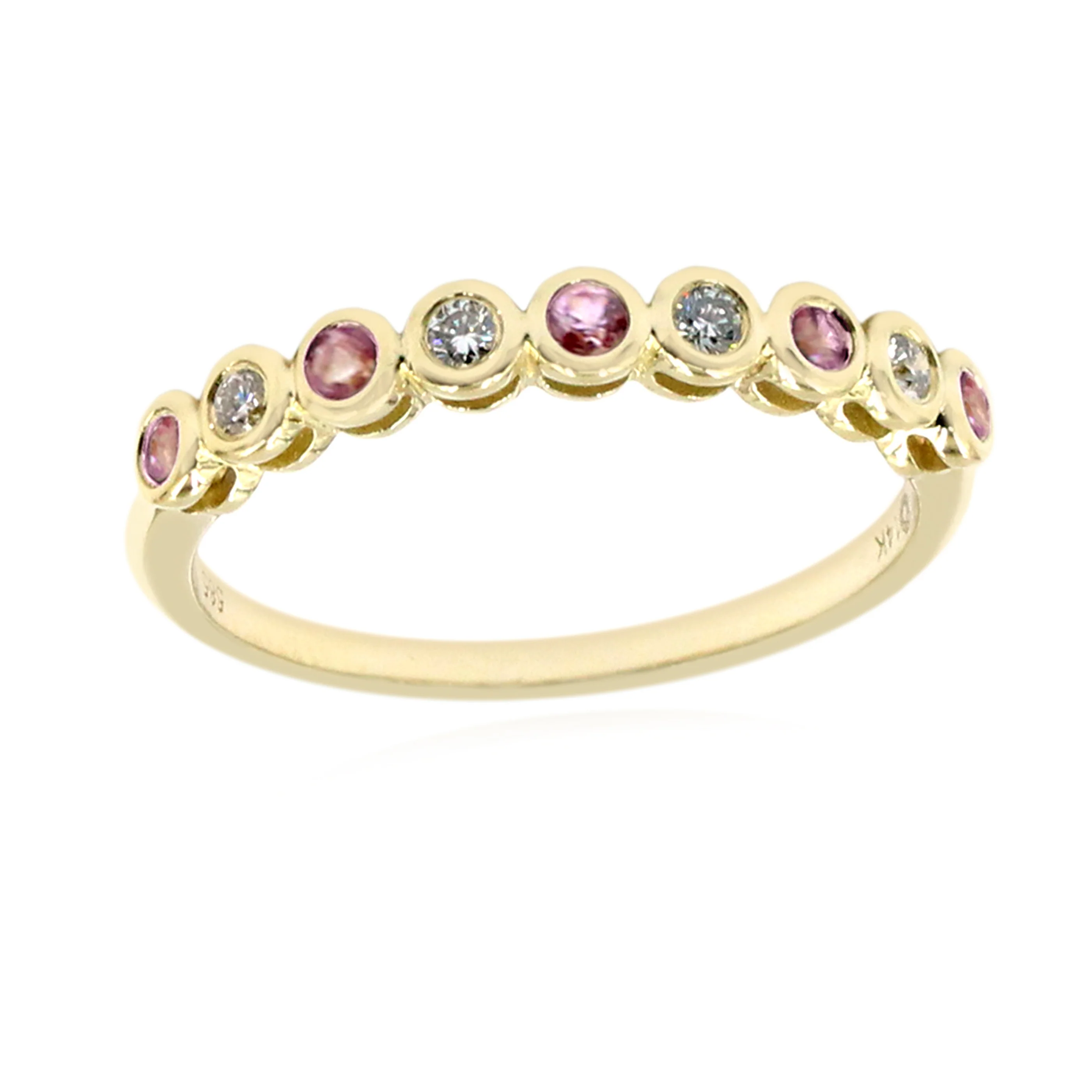 Gilded Lane 14K Gold Choice of Bezel-Set Sapphire & Diamond Stack Ring - Image 3