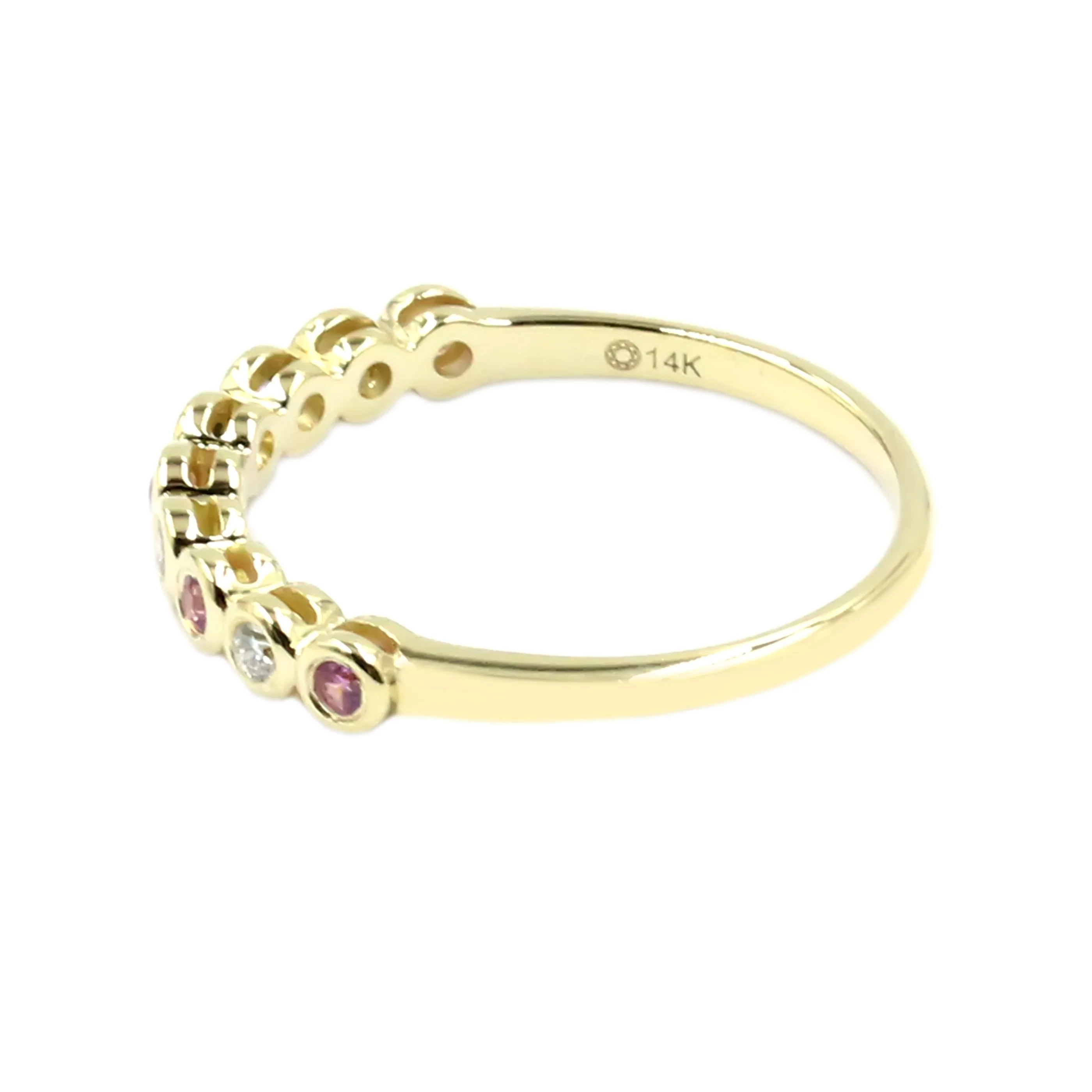 Gilded Lane 14K Gold Choice of Bezel-Set Sapphire & Diamond Stack Ring - Image 5