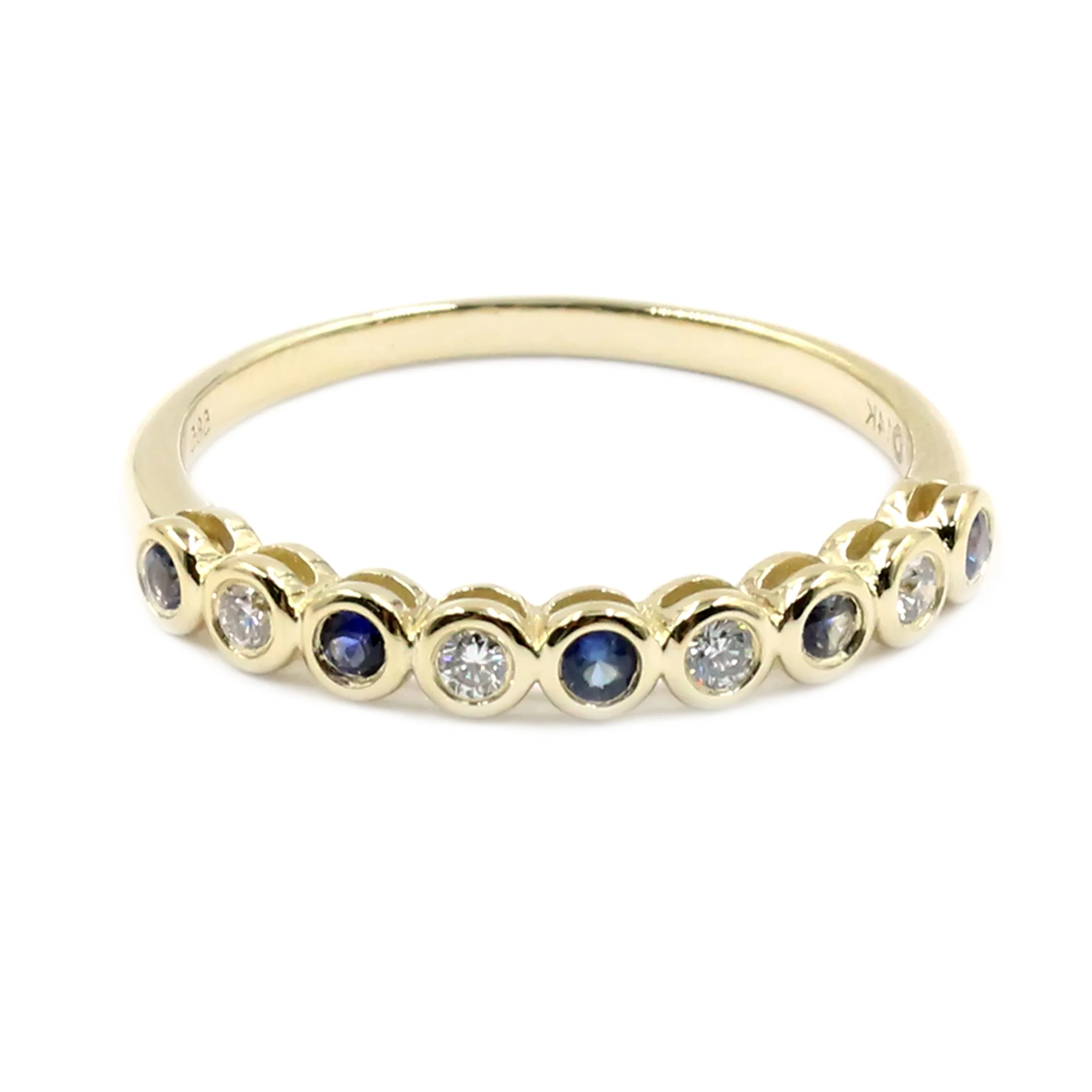 Gilded Lane 14K Gold Choice of Bezel-Set Sapphire & Diamond Stack Ring - Image 7