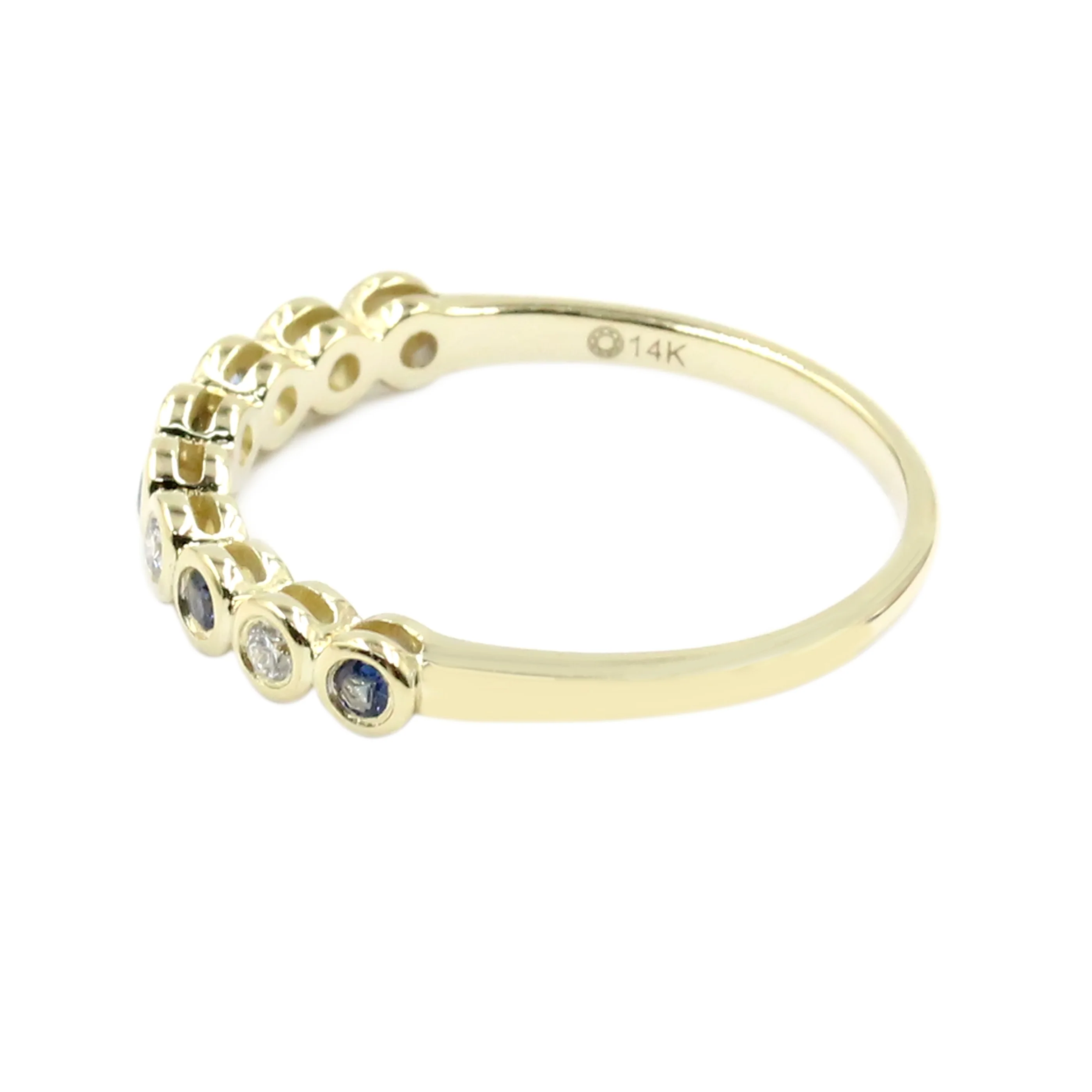 Gilded Lane 14K Gold Choice of Bezel-Set Sapphire & Diamond Stack Ring - Image 8
