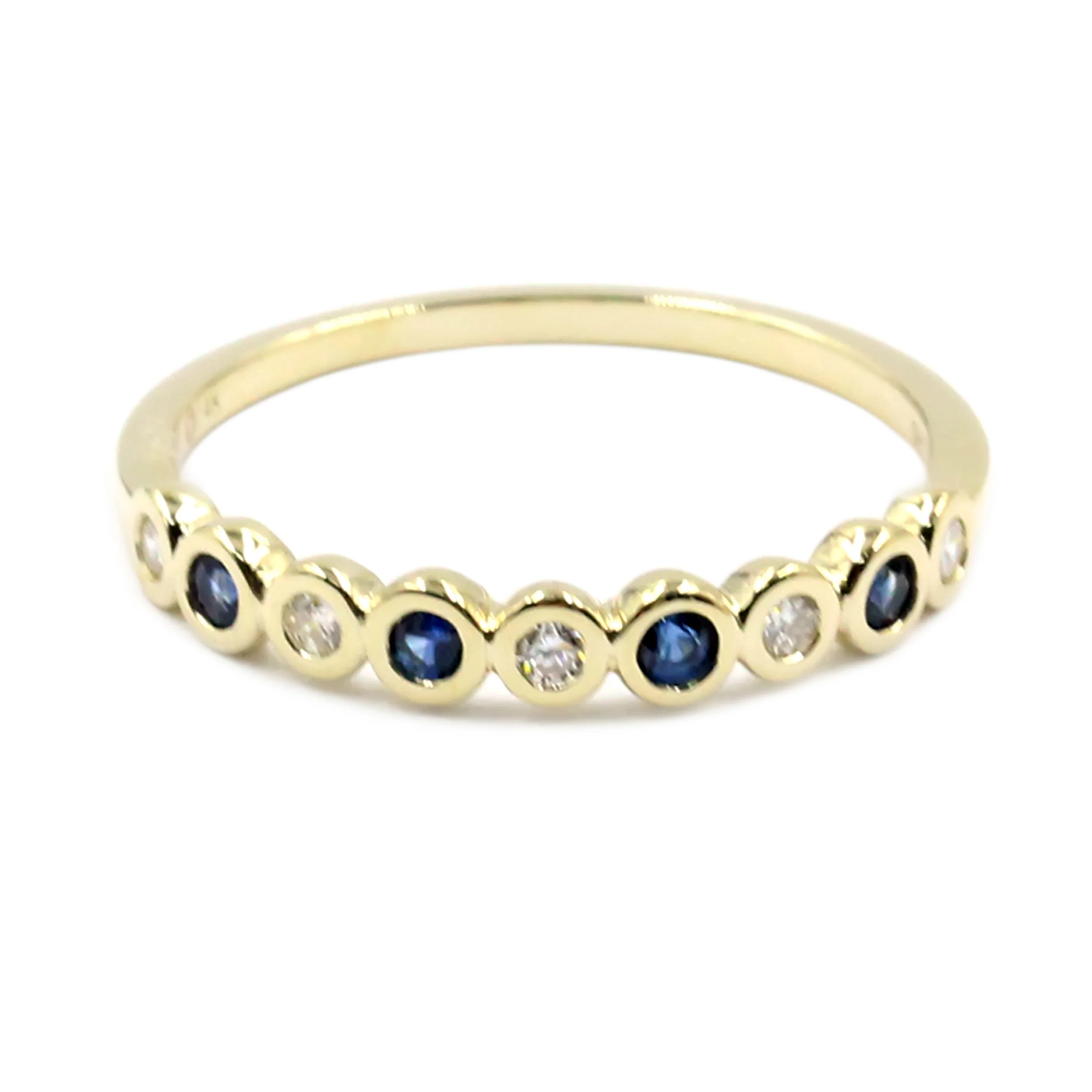 Gilded Lane 14K Gold Choice of Precious Gem & Diamond Bezel Set Stack Ring - Image 5
