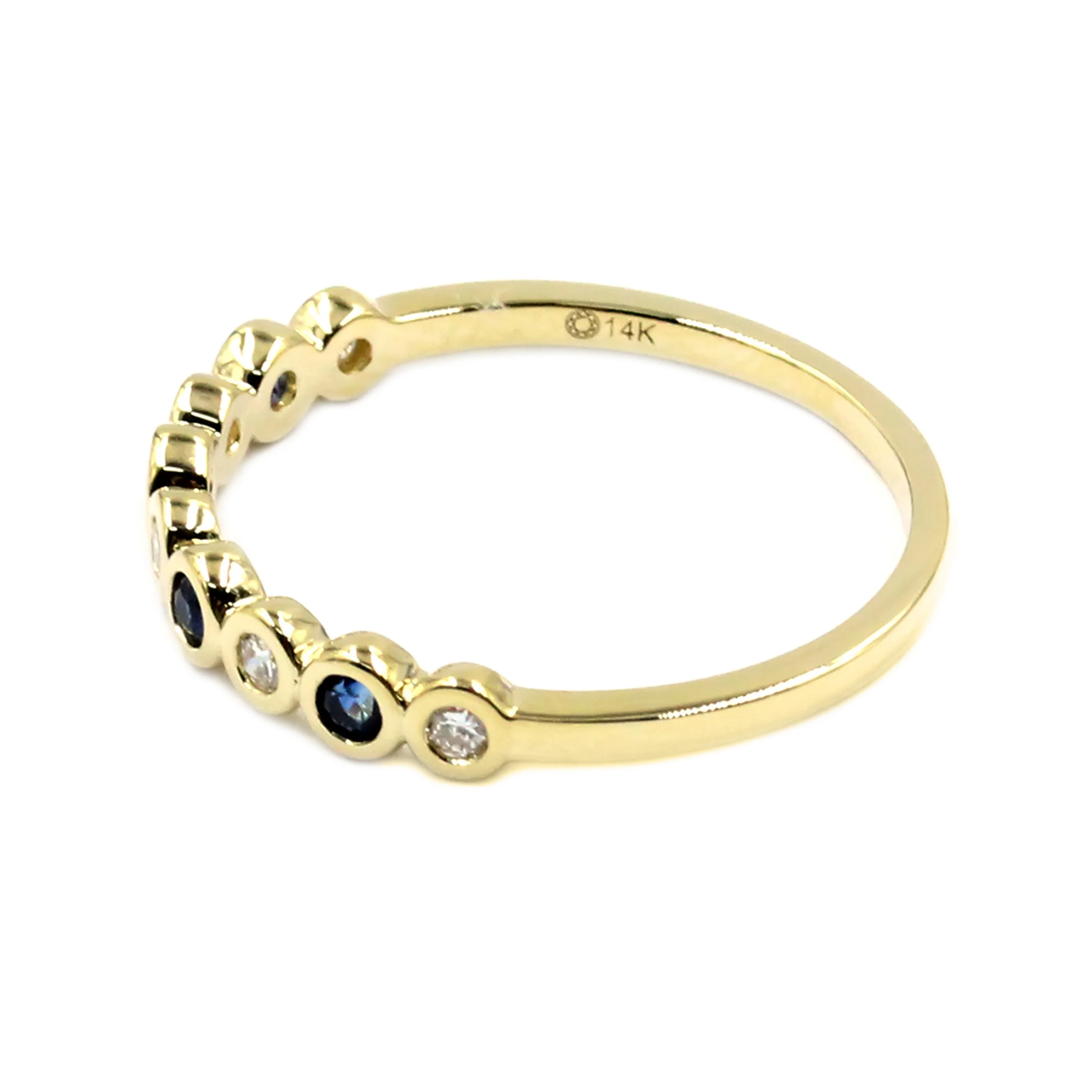 Gilded Lane 14K Gold Choice of Precious Gem & Diamond Bezel Set Stack Ring - Image 6