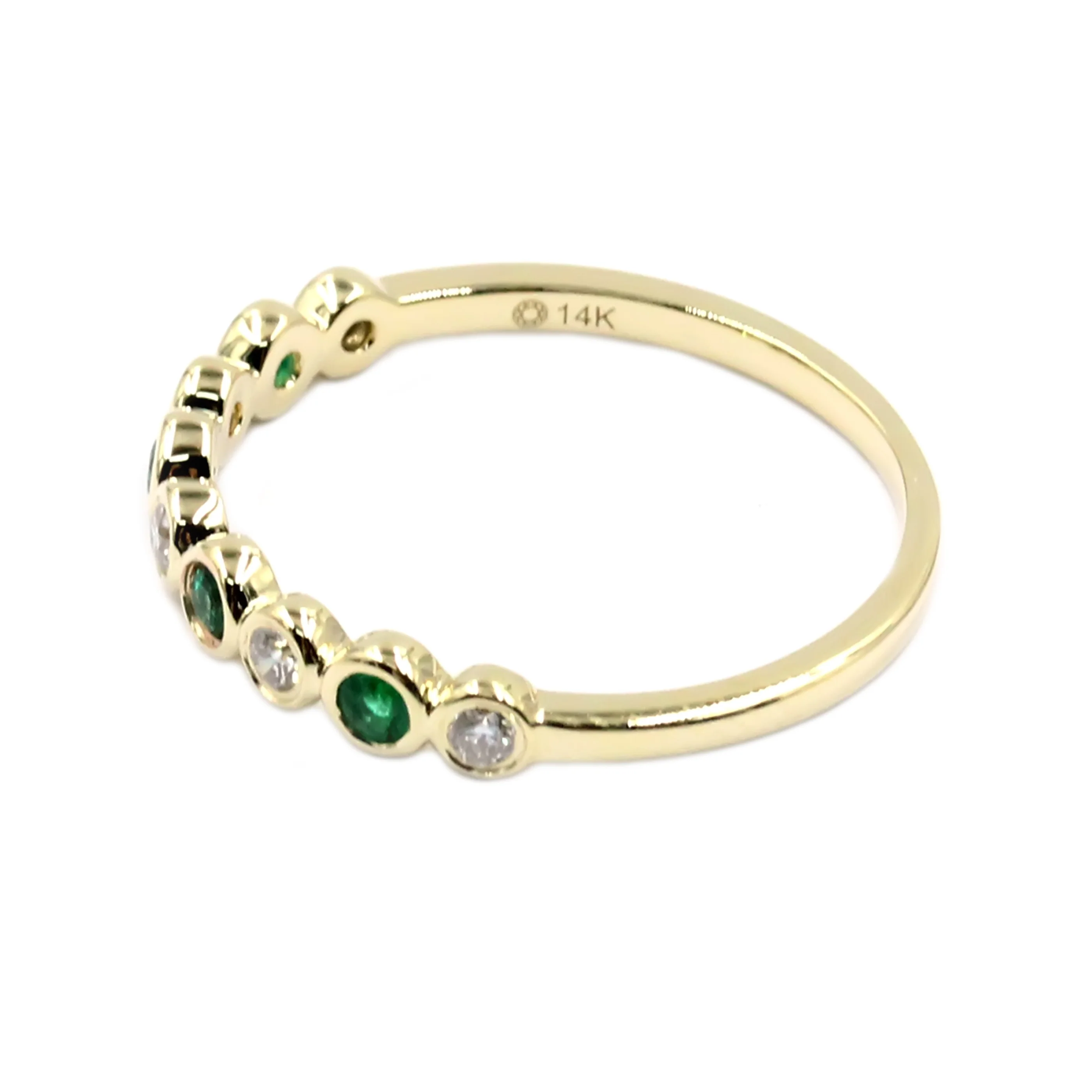 Gilded Lane 14K Gold Choice of Precious Gem & Diamond Bezel Set Stack Ring - Image 8