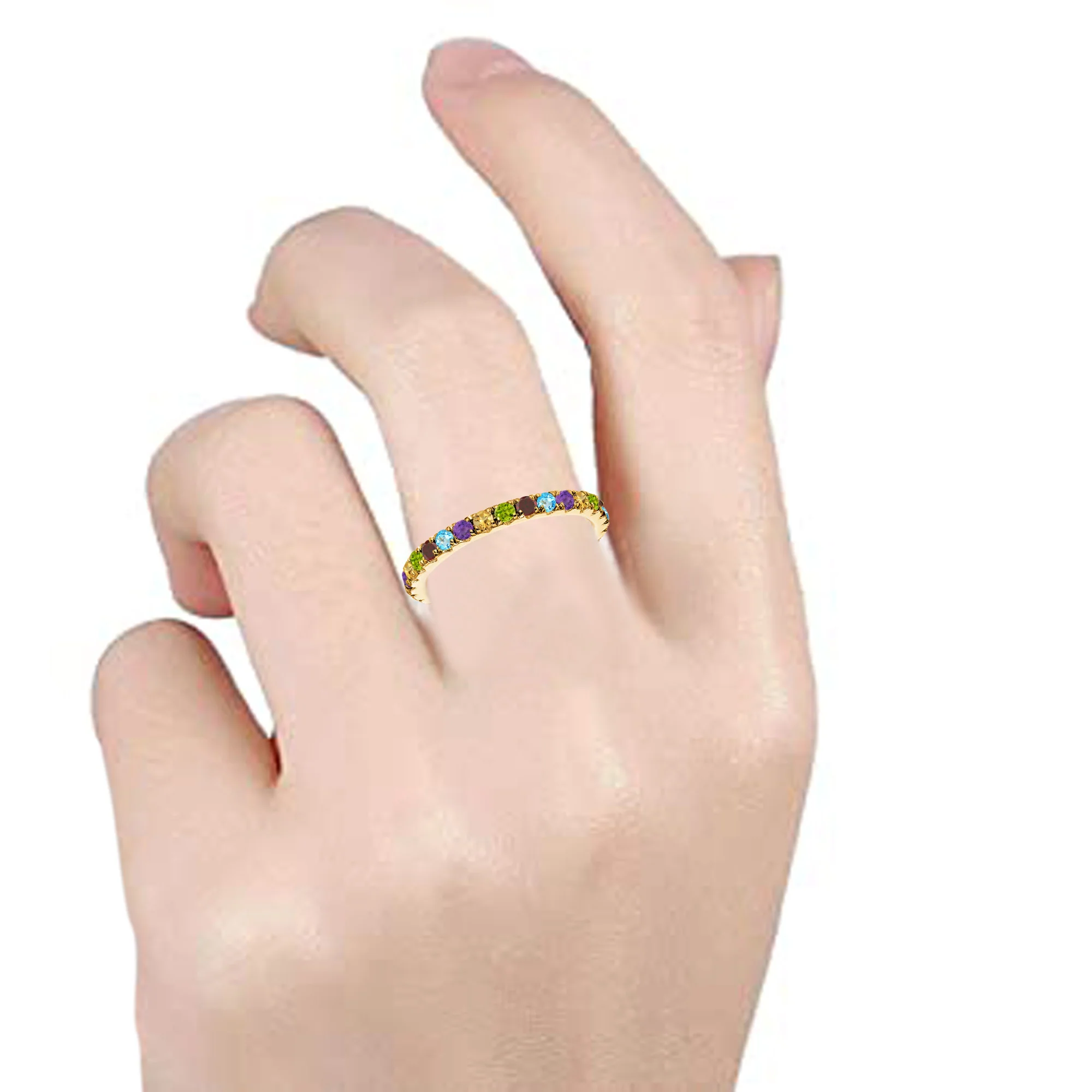 Gilded Lane 14K Gold Gemstone Eternity Band Ring - Image 10
