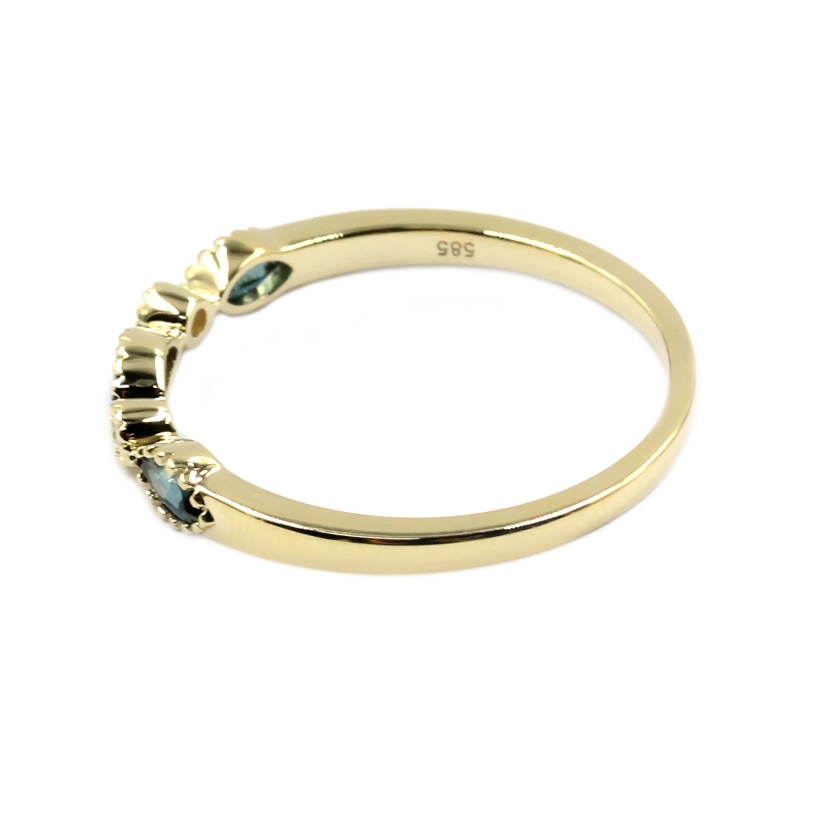 Gilded Lane 14K Gold Marquise Gemstone & Diamond Milgrain Stack Ring - Image 10