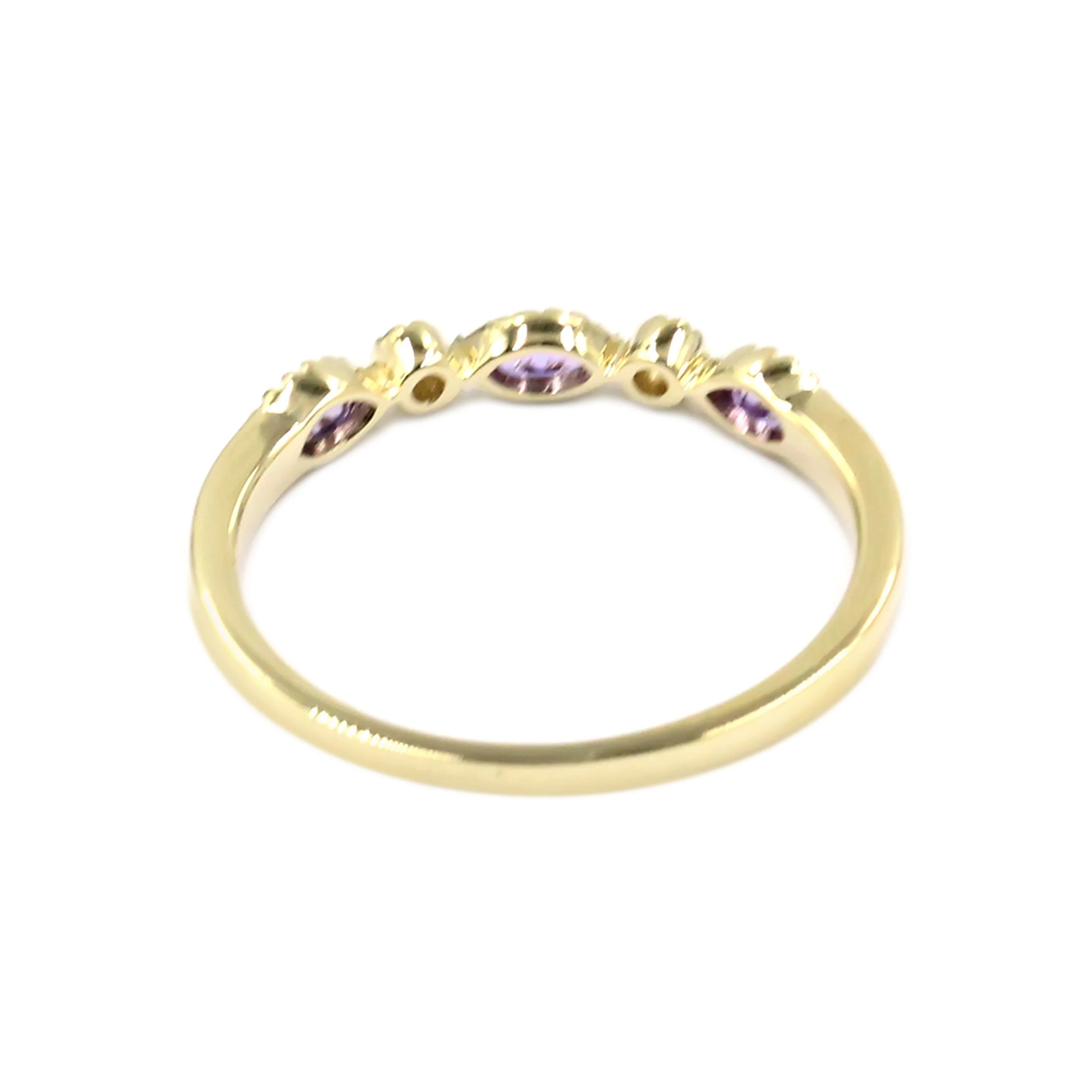 Gilded Lane 14K Gold Marquise Gemstone & Diamond Milgrain Stack Ring - Image 12