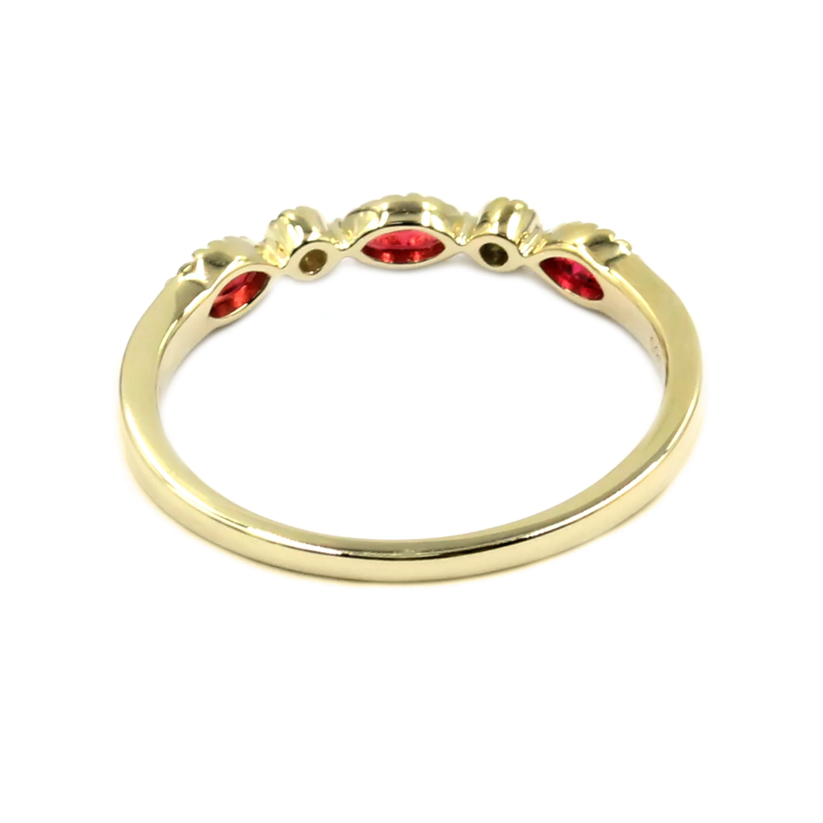 Gilded Lane 14K Gold Marquise Gemstone & Diamond Milgrain Stack Ring - Image 15