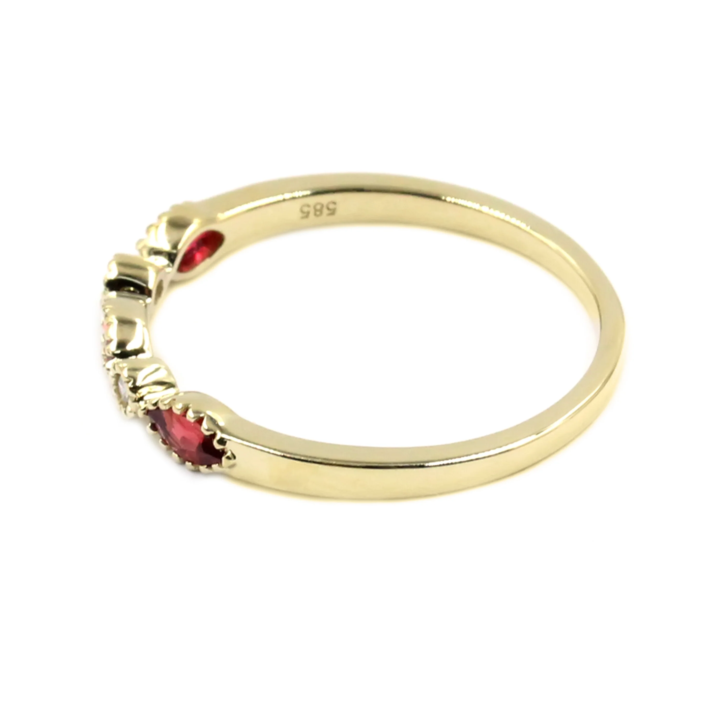 Gilded Lane 14K Gold Marquise Gemstone & Diamond Milgrain Stack Ring - Image 5
