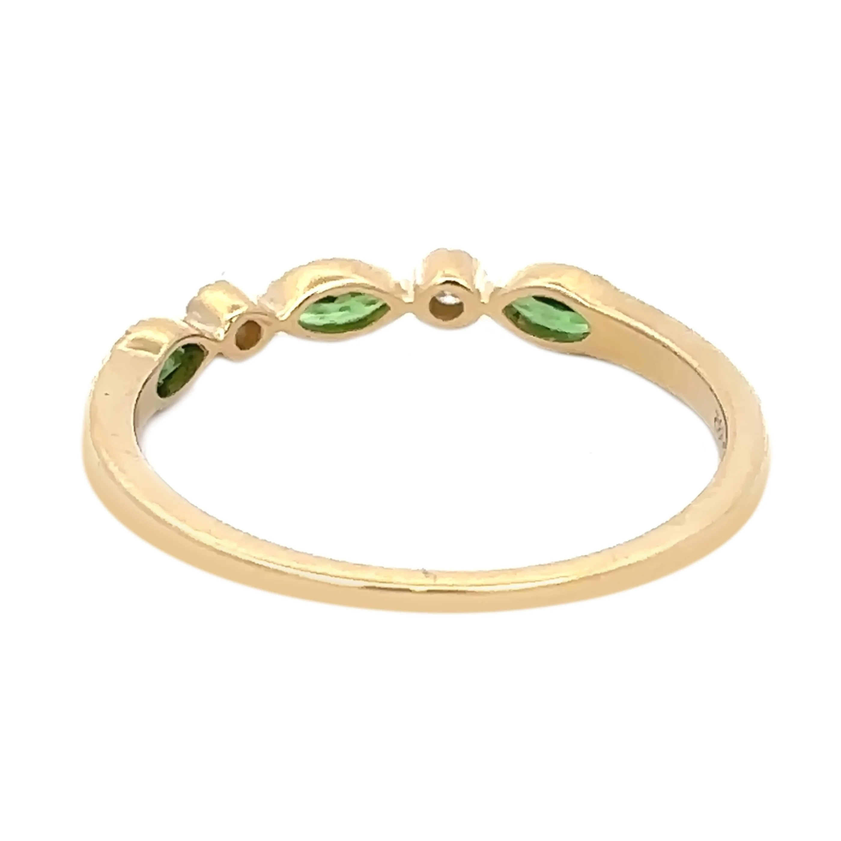 Gilded Lane 14K Gold Marquise Gemstone & Diamond Milgrain Stack Ring - Image 6