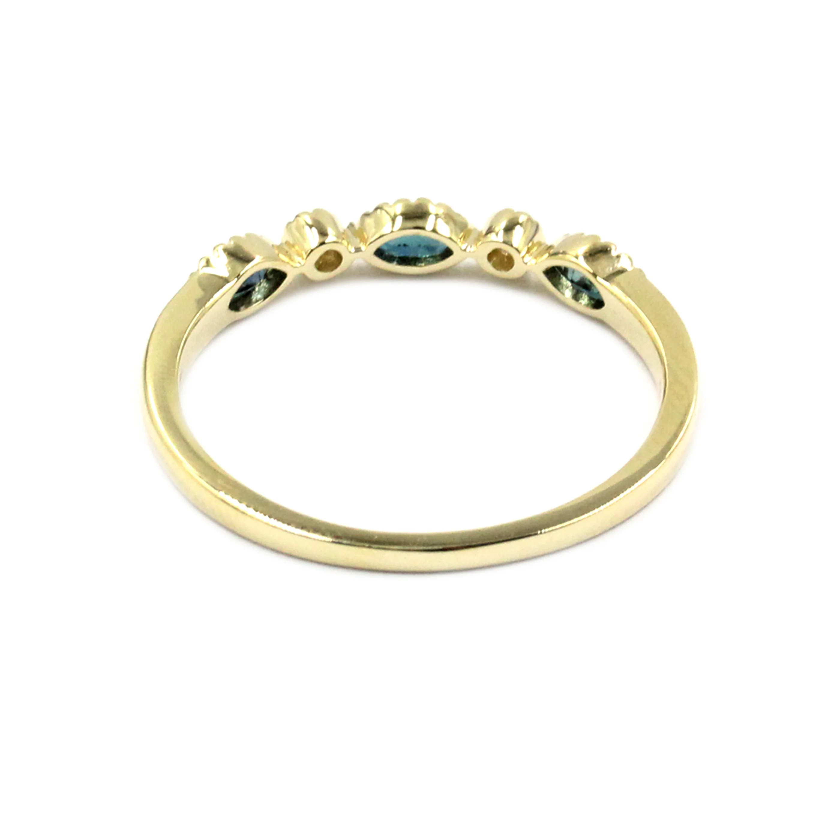 Gilded Lane 14K Gold Marquise Gemstone & Diamond Milgrain Stack Ring - Image 9