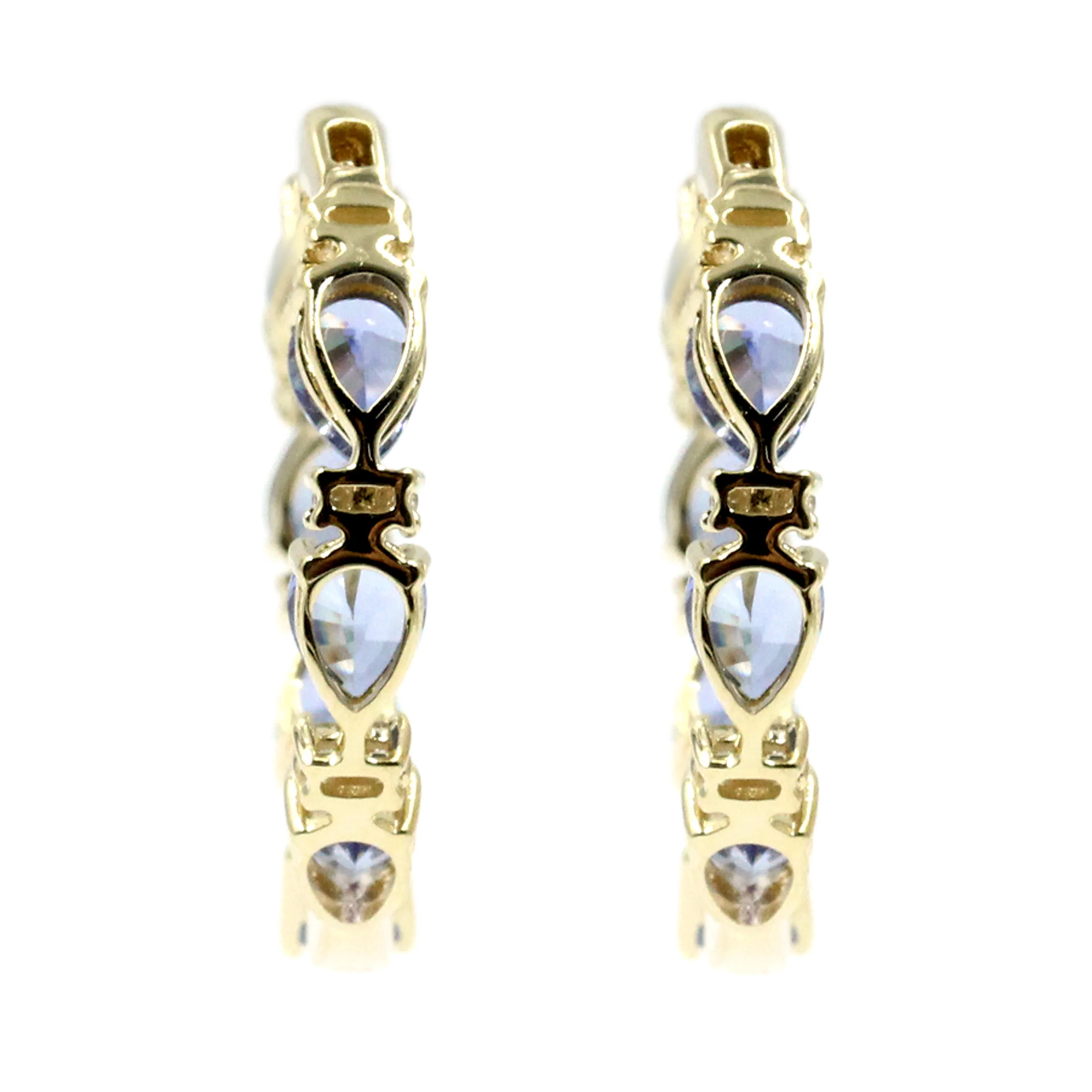 Gilded Lane 14K Gold Pear-Shaped Choice of Sapphire & Diamond Inside-Out Hoop Earrings - Image 3