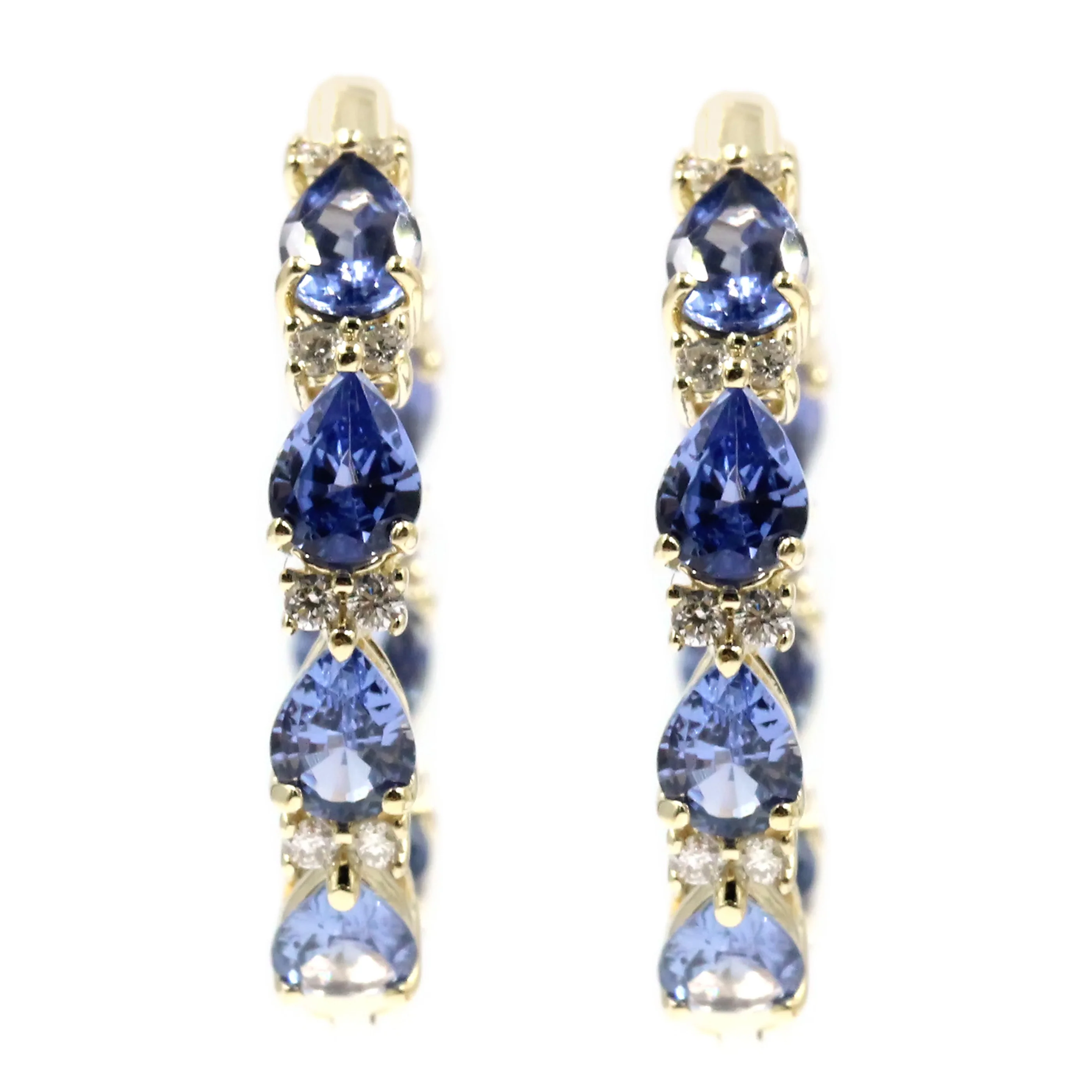 Gilded Lane 14K Gold Pear-Shaped Choice of Sapphire & Diamond Inside-Out Hoop Earrings - Image 4