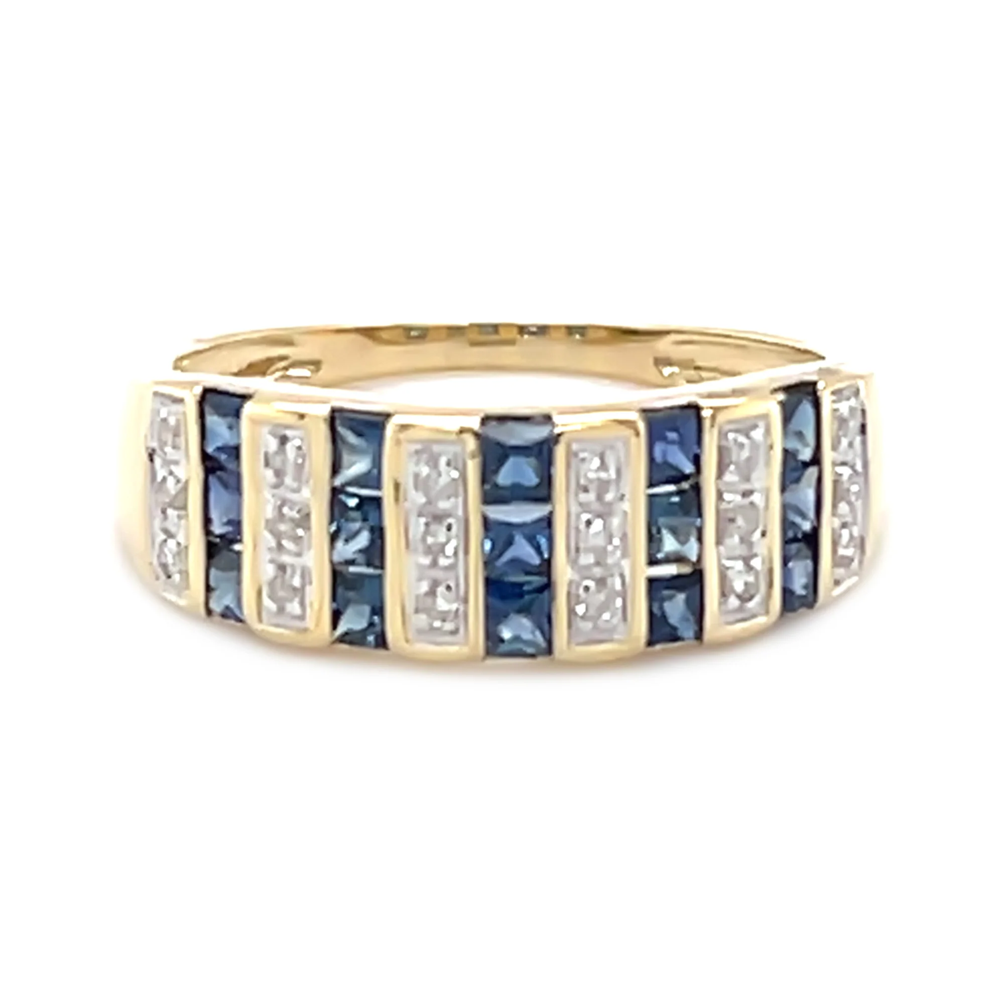 Gilded Lane 14K Gold Precious Gem & Diamond Triple-Row Ring - Image 3