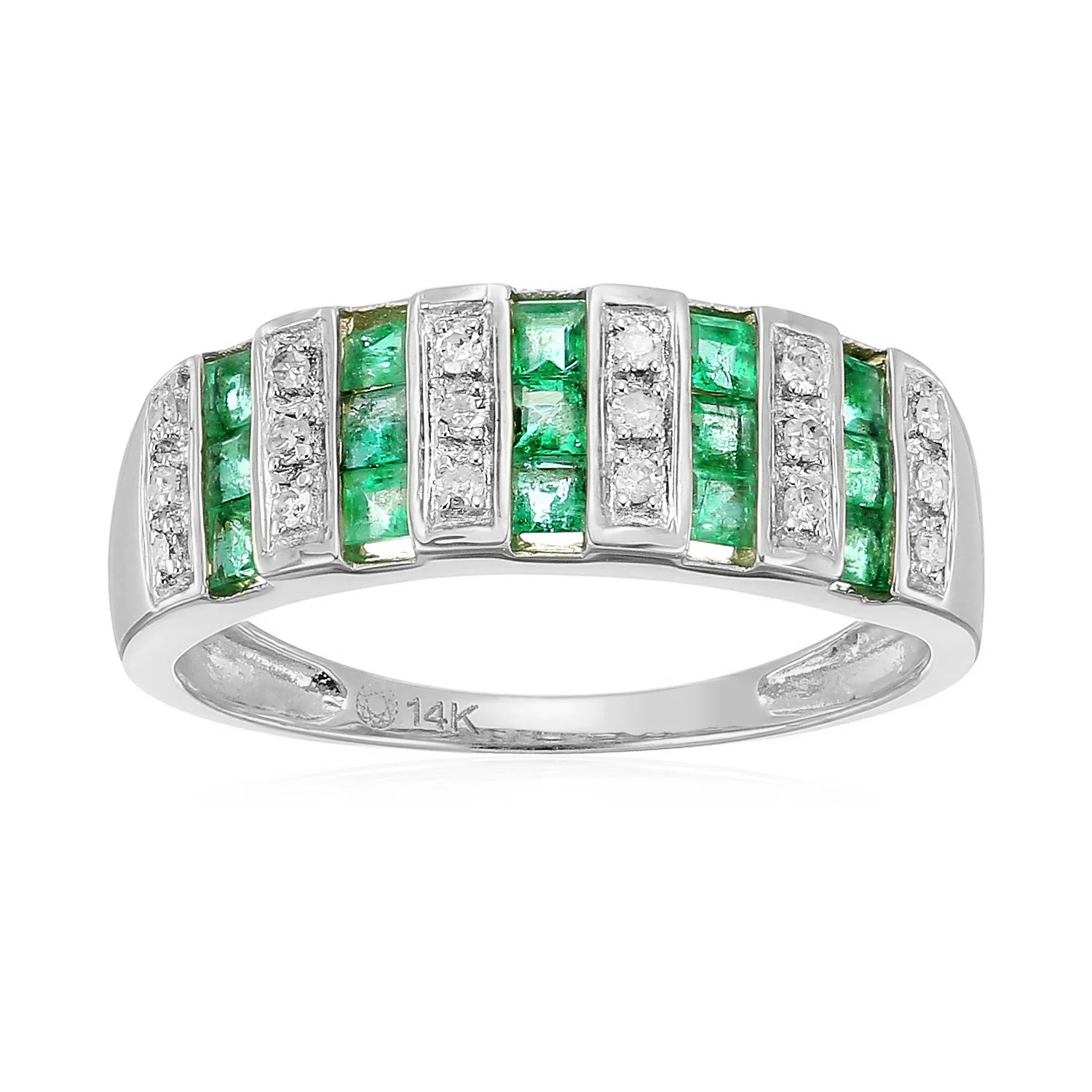 Gilded Lane 14K Gold Precious Gem & Diamond Triple-Row Ring - Image 5