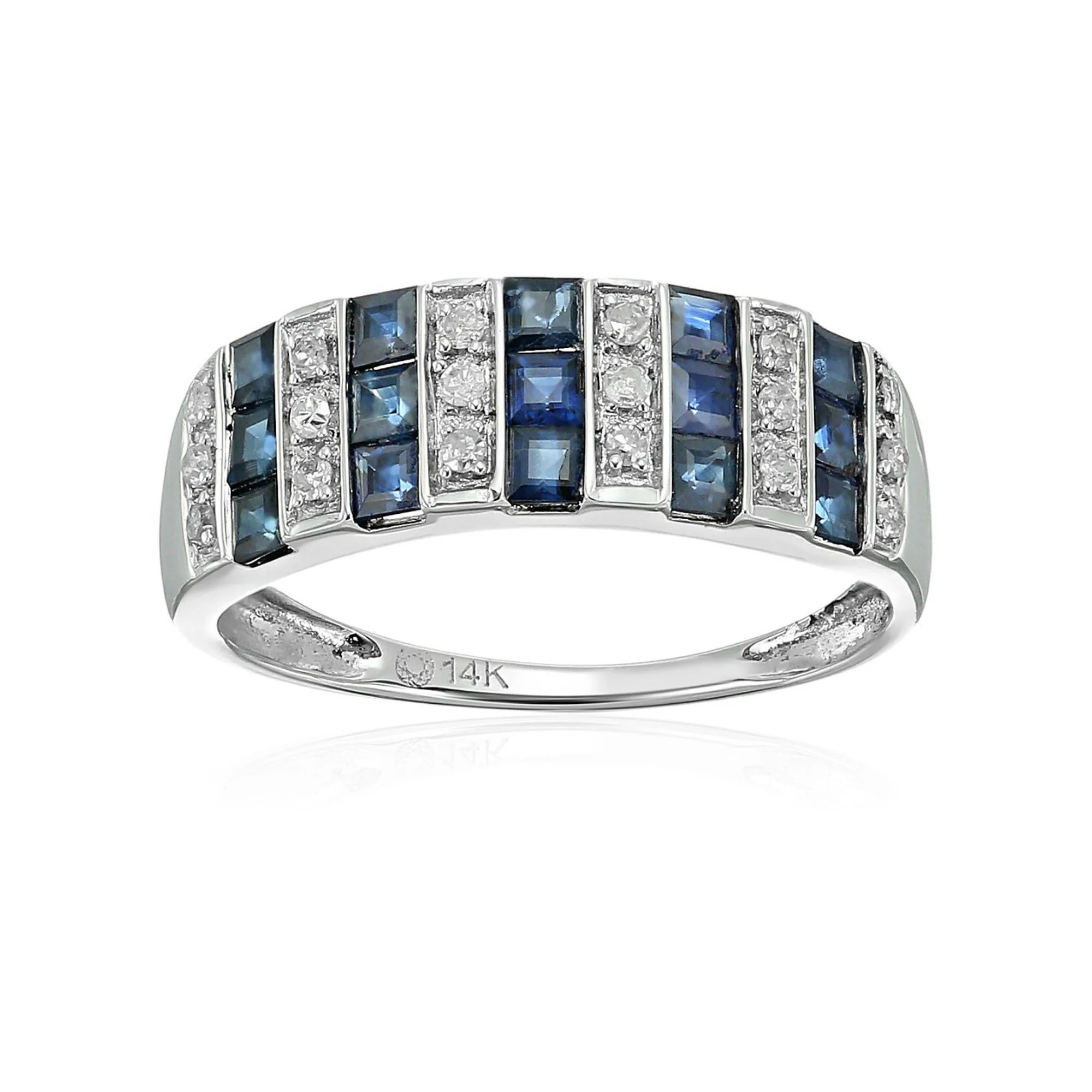 Gilded Lane 14K Gold Precious Gem & Diamond Triple-Row Ring - Image 6