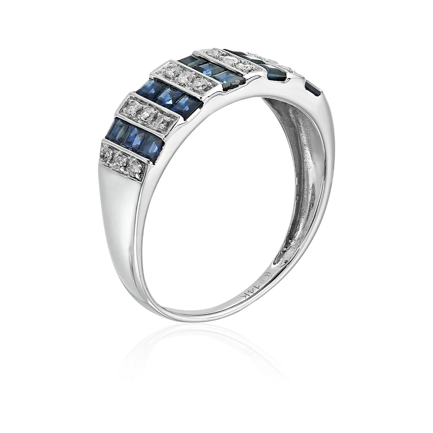 Gilded Lane 14K Gold Precious Gem & Diamond Triple-Row Ring - Image 7