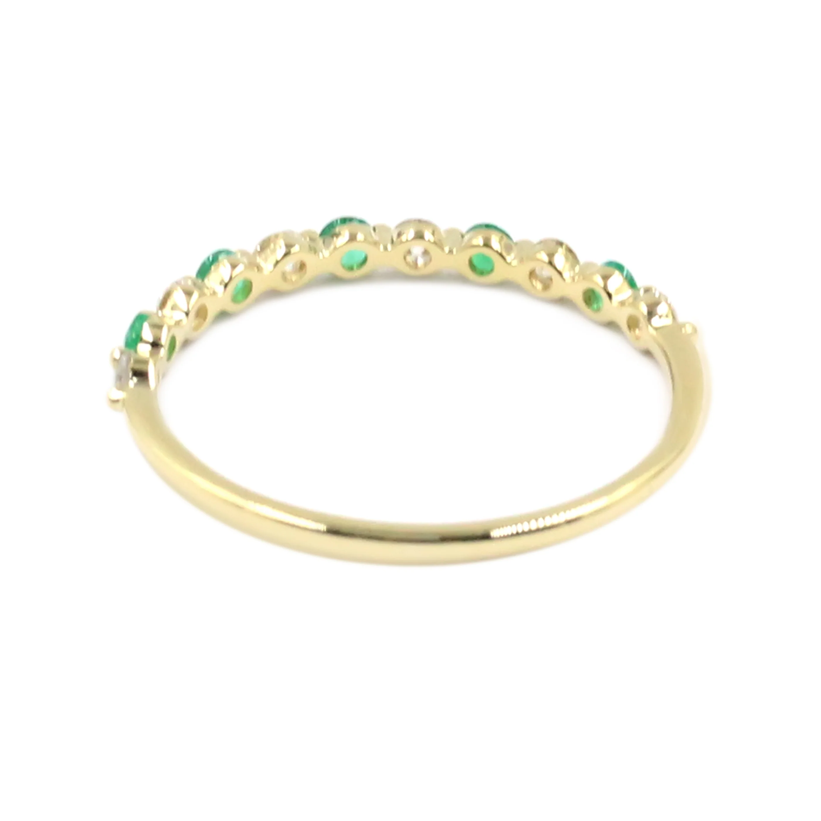 Gilded Lane 14K Gold Zambian Emerald & Diamond Alternating Stack Ring - Image 7