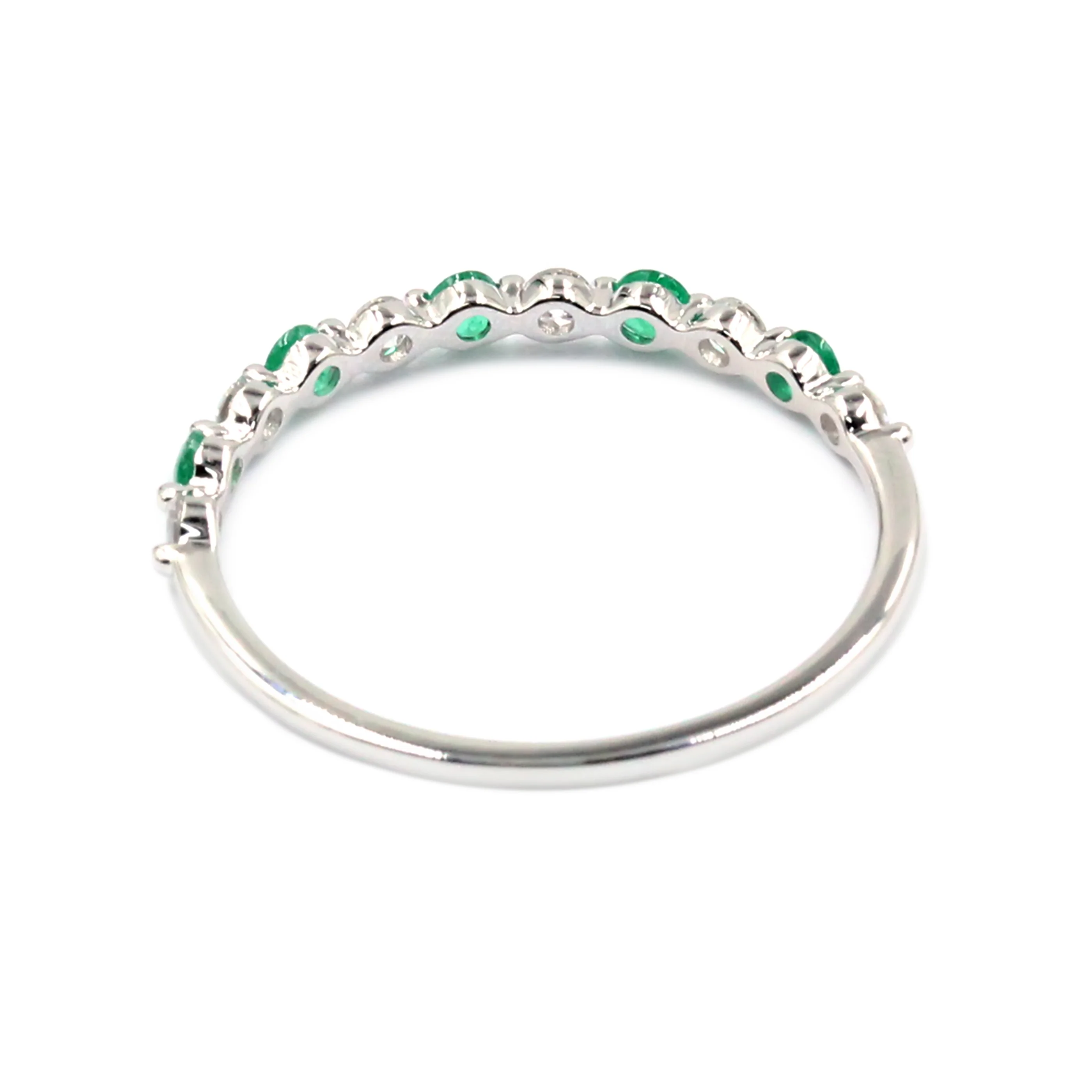 Gilded Lane 14K Gold Zambian Emerald & Diamond Alternating Stack Ring - Image 8