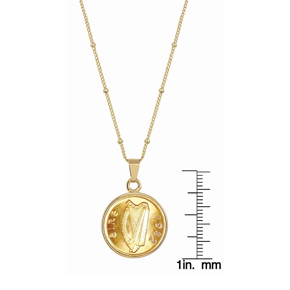 1971-1987 Gold Layered Irish Half Penny Necklace - Image 5
