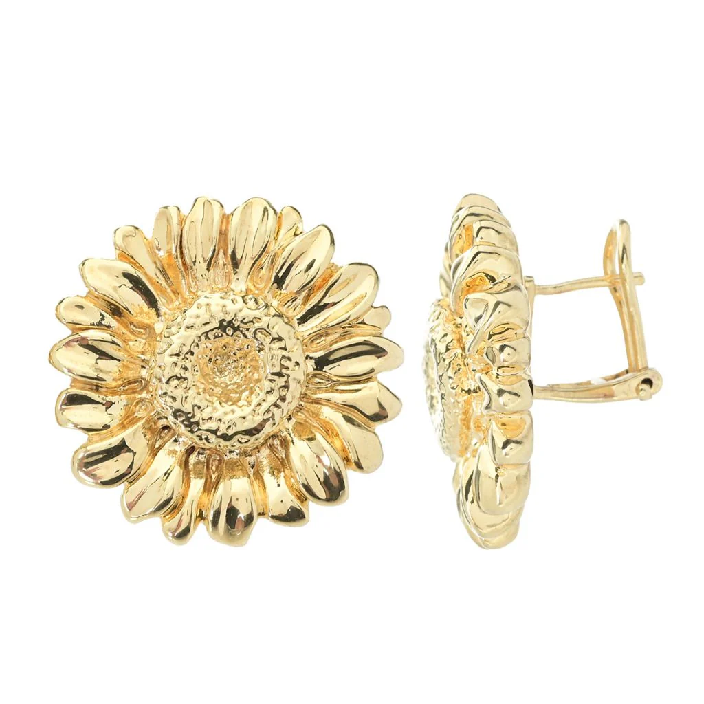 Graziella 23K Gold Plated Electroform Sunflower Stud Earrings - Image 2