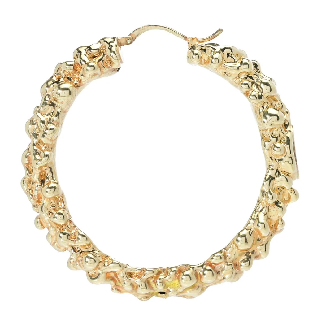 Graziella 23K Gold Plated Electroform Textured Hoop Earrings - Image 2