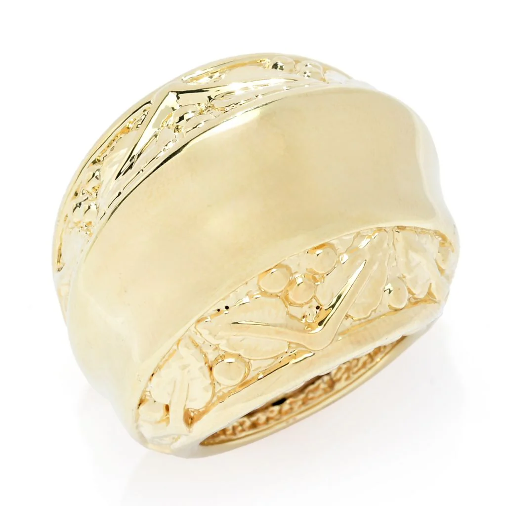 Graziella 23K Gold Plated Openwork Detailed Dome Ring - One Size (5-10) - Image 2