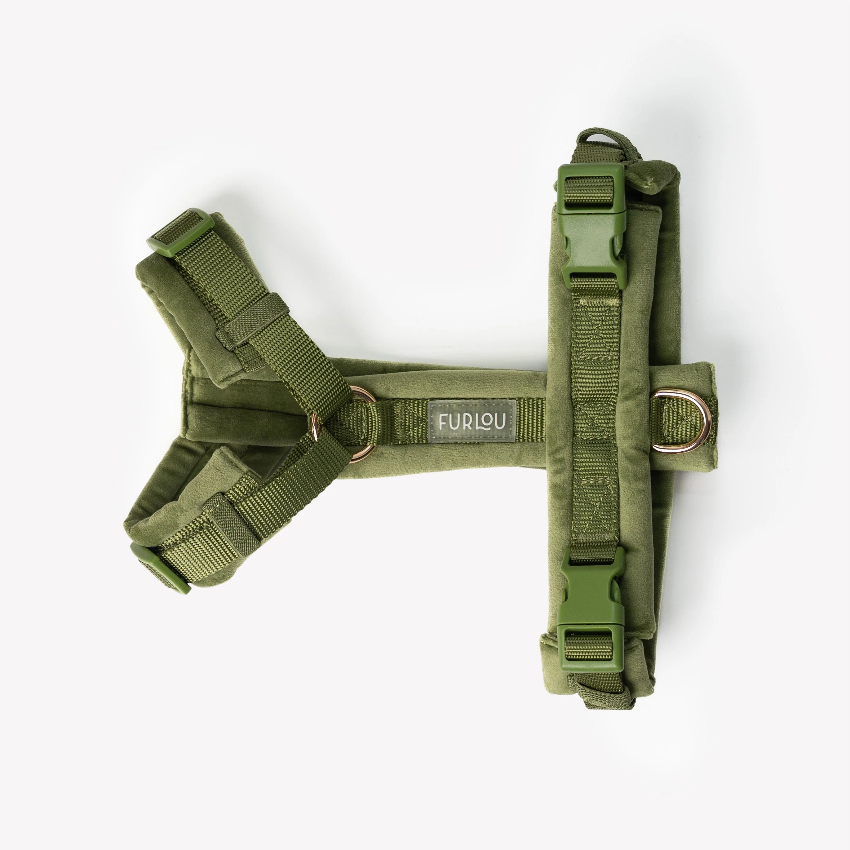 Furlou Green Velvet Dog Harness Choice of Size - Image 2