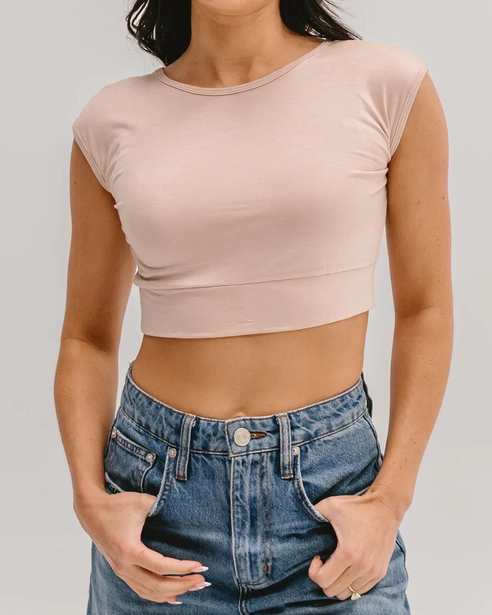 Halftee® Women's Basic Cap Sleeve Layering Bralette - Image 3