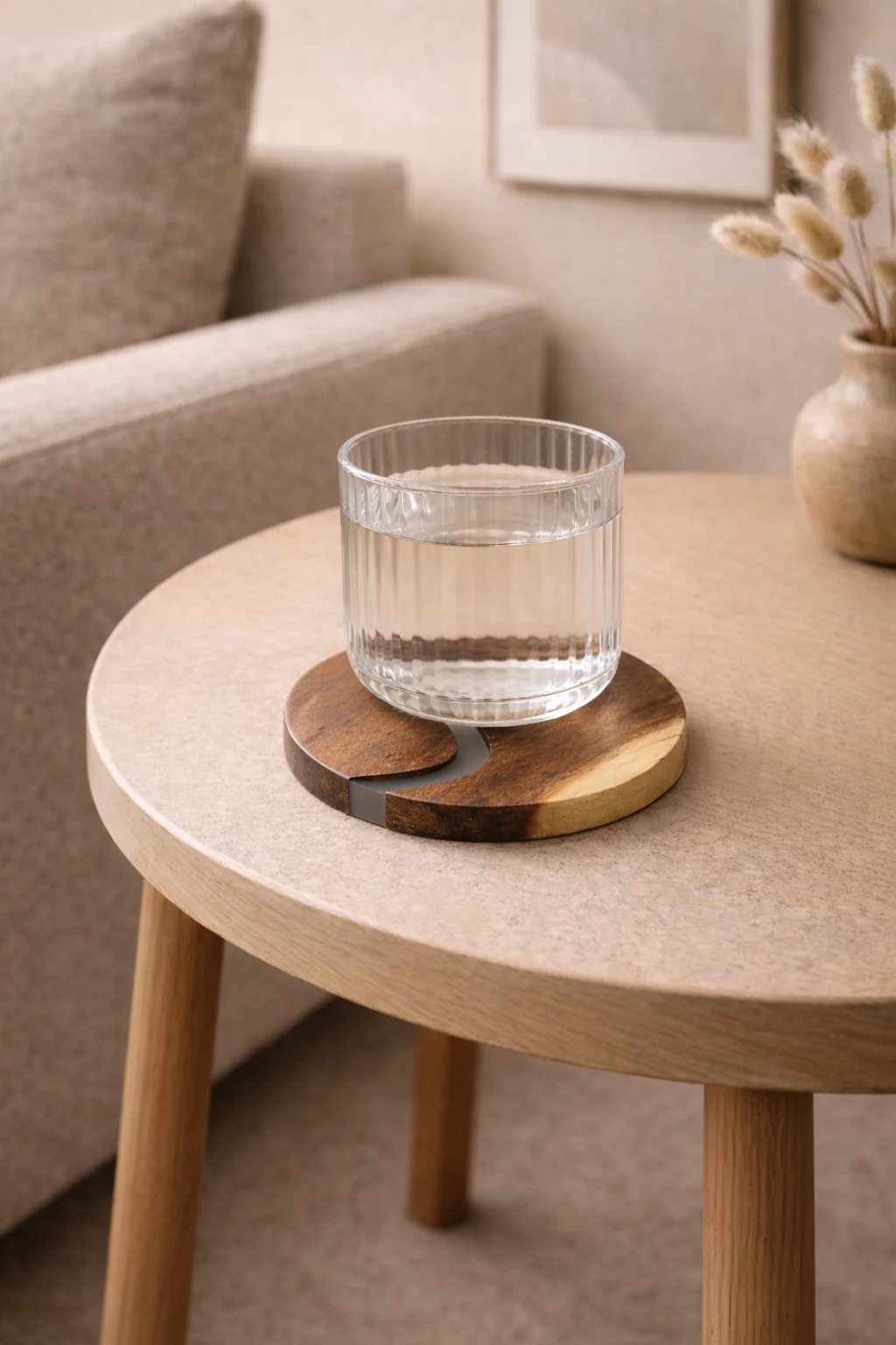 Busa Designs Ibiza Teak Wood & Resin 4-Piece Coaster Set - Image 4