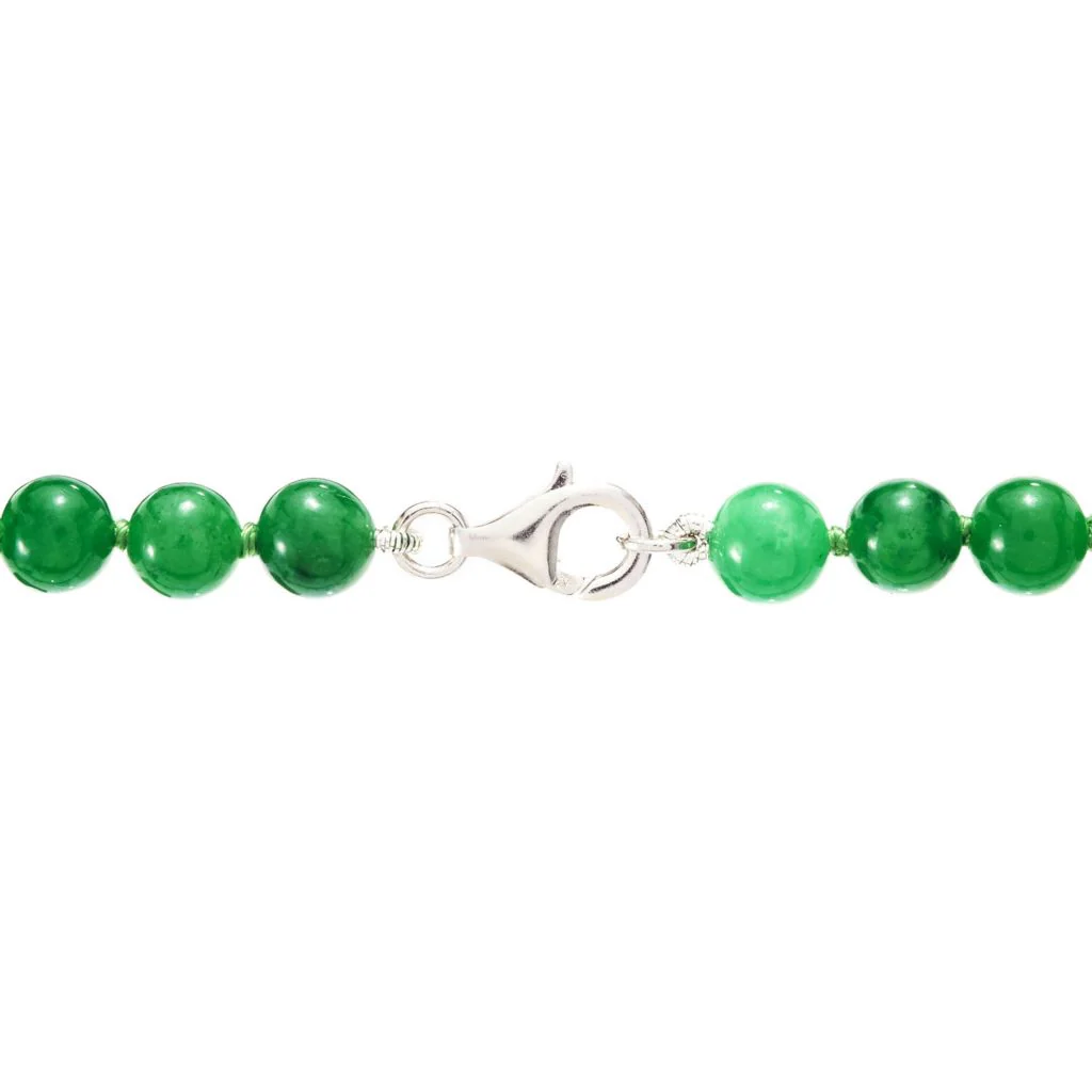 Imperial Pearl Sterling Silver Dyed Green Jade Graduated Bead 20" Necklace - Image 2