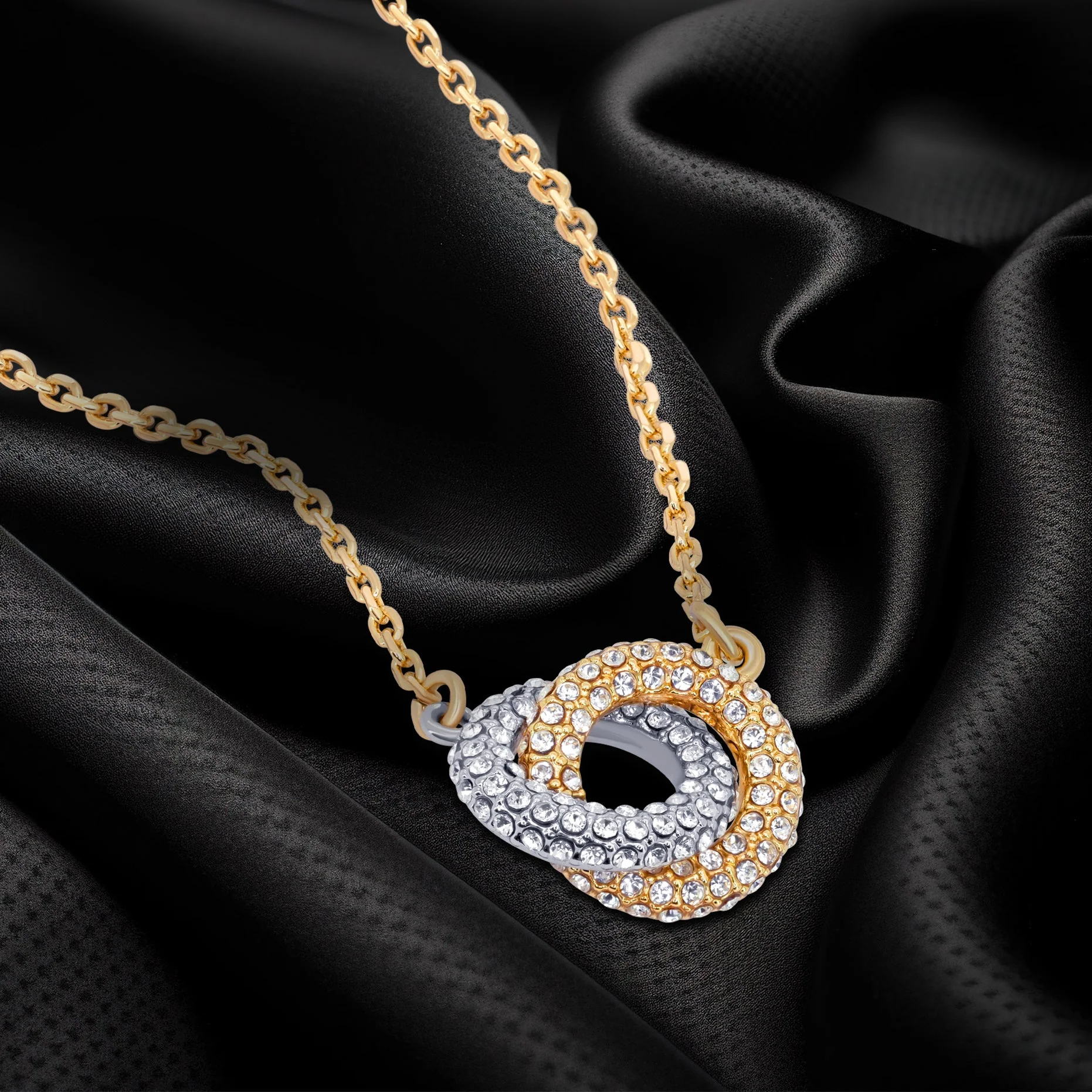 TRYNDI 18K Gold Plated "Infinite Bond" Swarovski Crystal Accented Necklace - Image 4