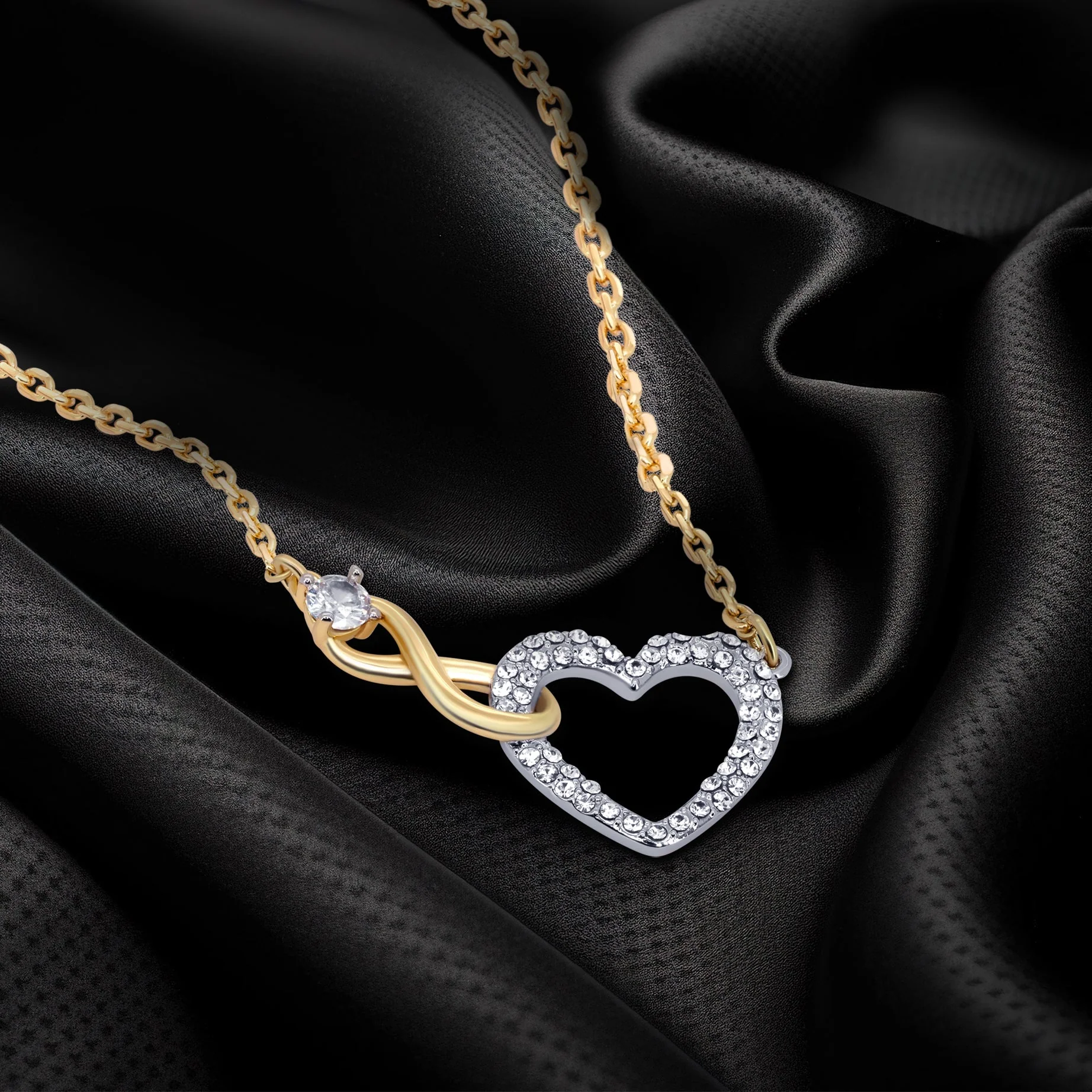 TRYNDI 18K Gold Plated "Infinity Heart" Swarovski Crystal Necklace - Image 4