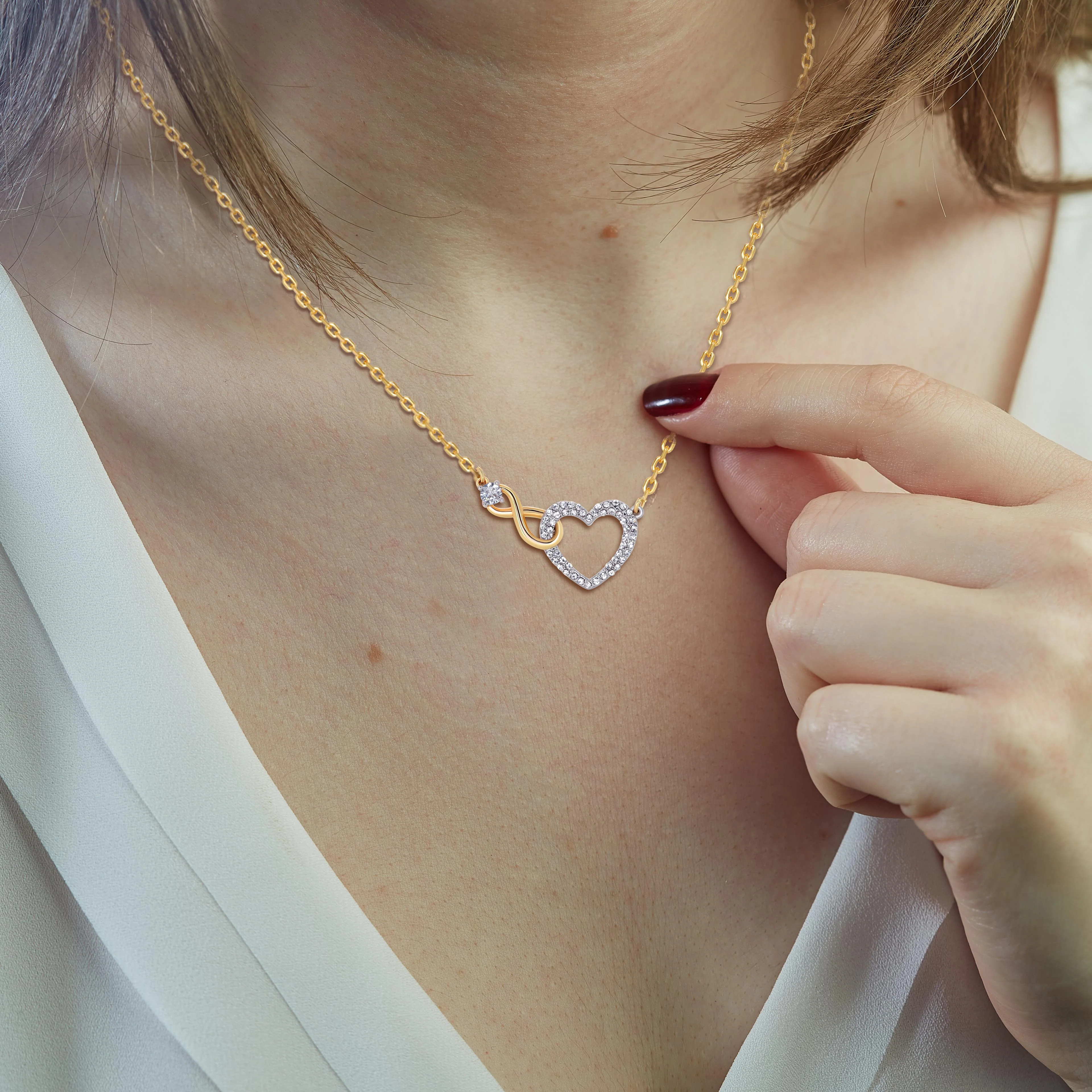 TRYNDI 18K Gold Plated "Infinity Heart" Swarovski Crystal Necklace - Image 5