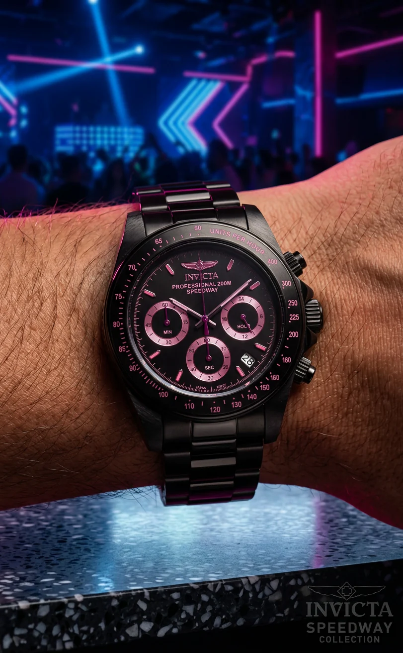 Invicta Men's 39mm Speedway Quartz Chronograph Blackout Bracelet Watch - Image 5