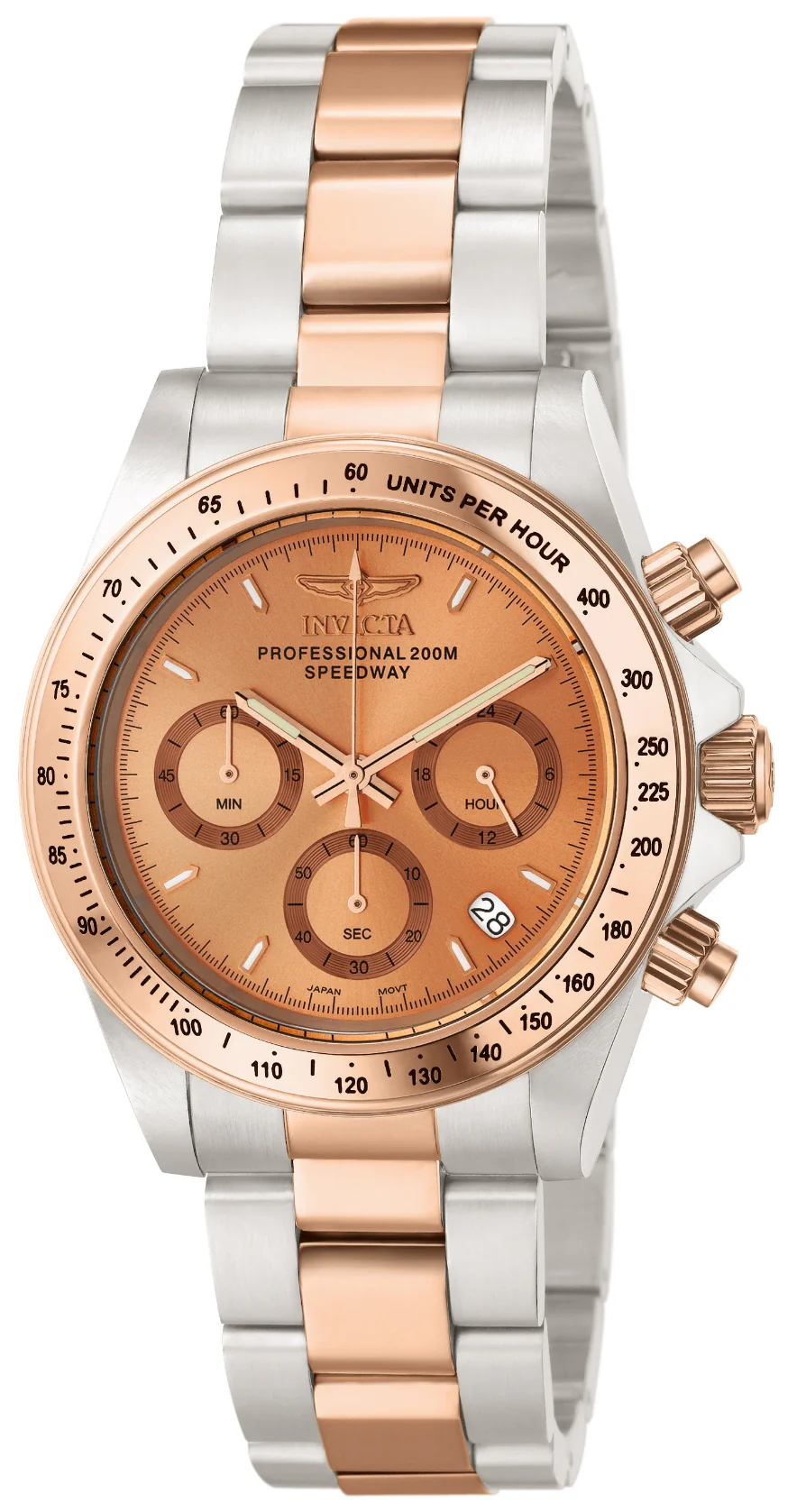 Invicta Men's 39mm Speedway Quartz Chronograph Two-Tone Rose & Silver Bracelet Watch - Image 7